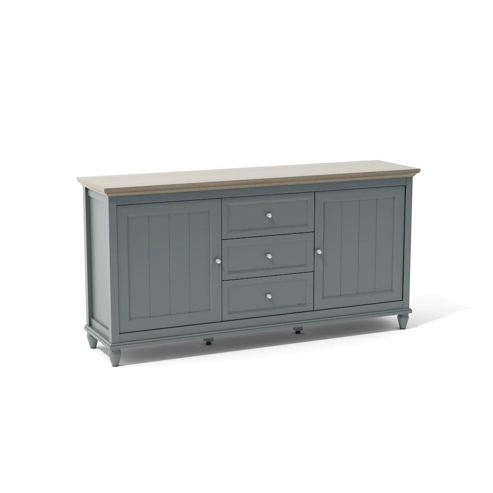 Gray and Brown 63'' Soft-Close Sideboard