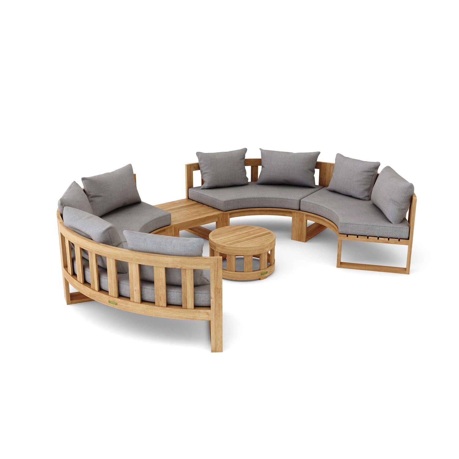 Natural Teak 8-Person Circular Modular Deep Seating Set