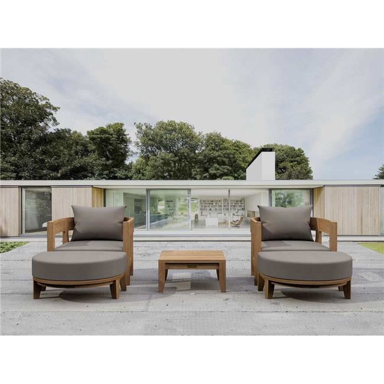 Coronado Teak 5-Piece Deep Seating Set with Gray Cushions