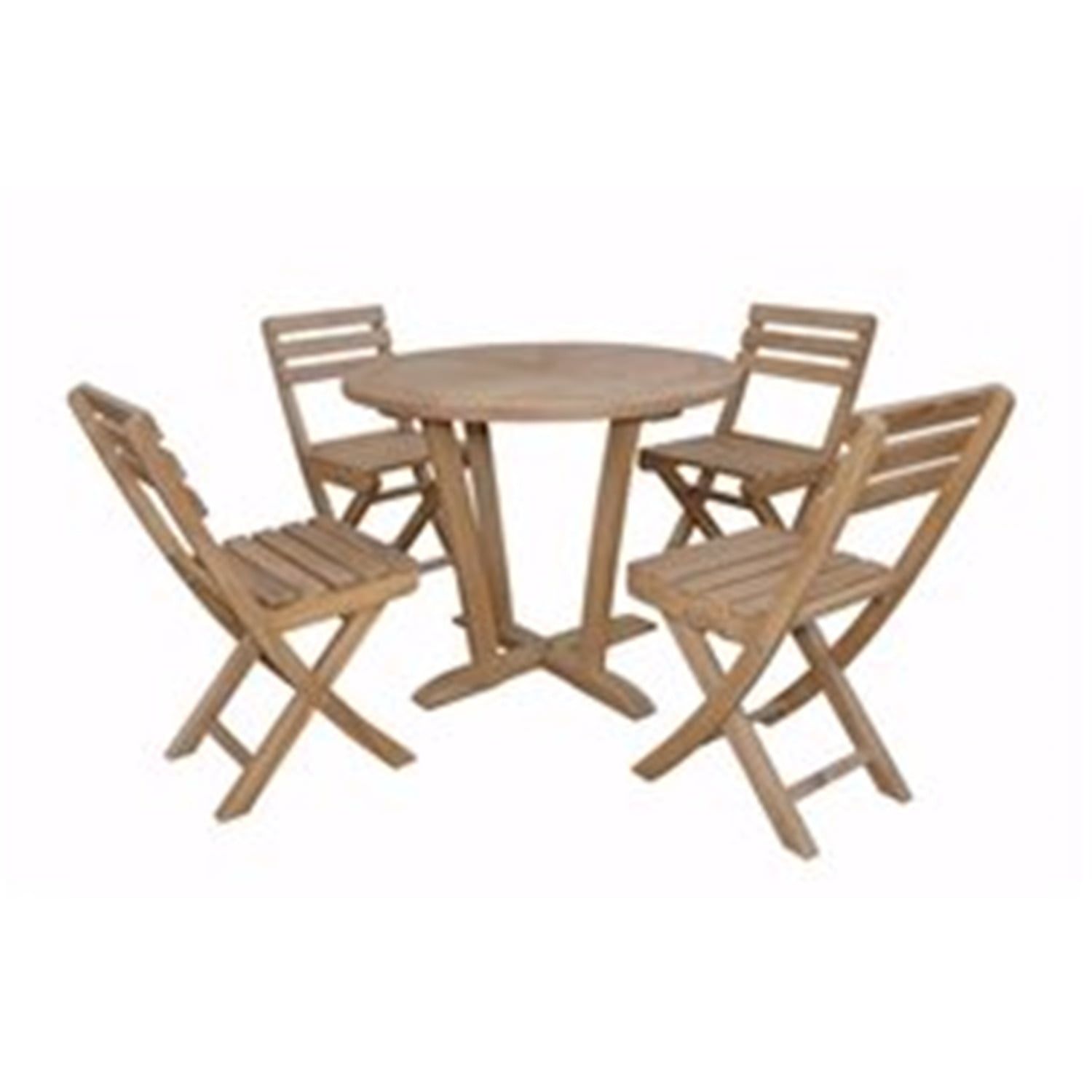 Descanso Alabama 5-Piece Teak Bistro Set with Folding Chairs