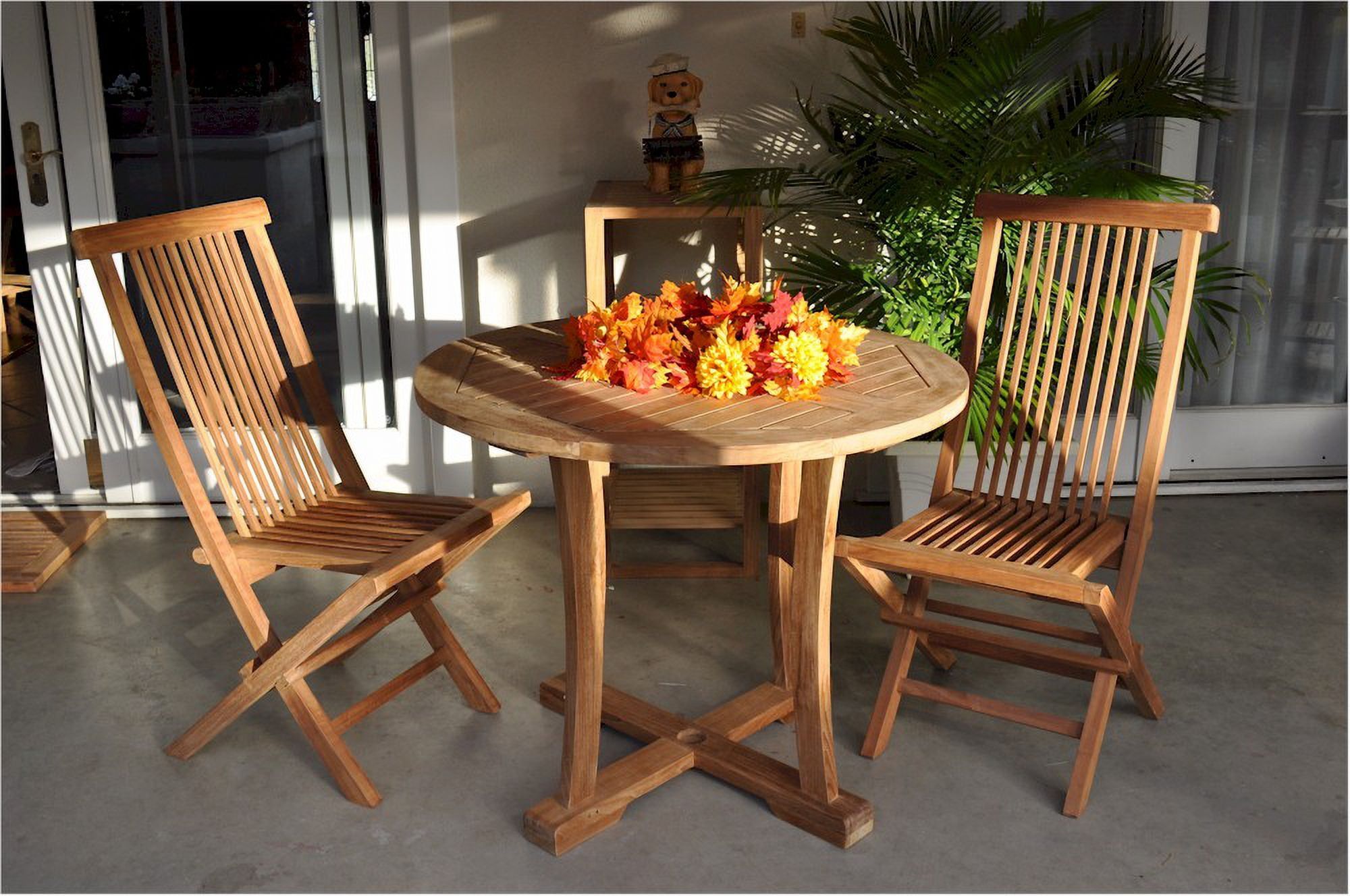 Anderson Teak 3-Piece Folding Bistro Set with Round Table