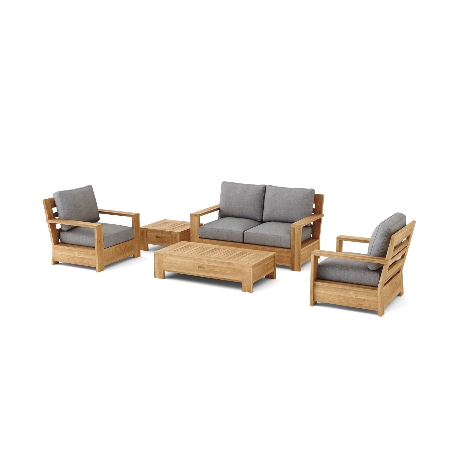 Madera Natural Teak Deep Seating Set with Gray Cushions