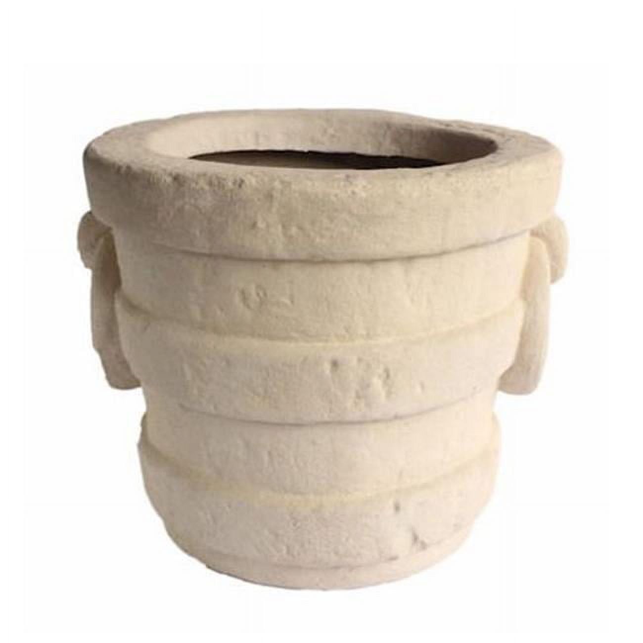 Pompeii Round White Limestone Outdoor Planter