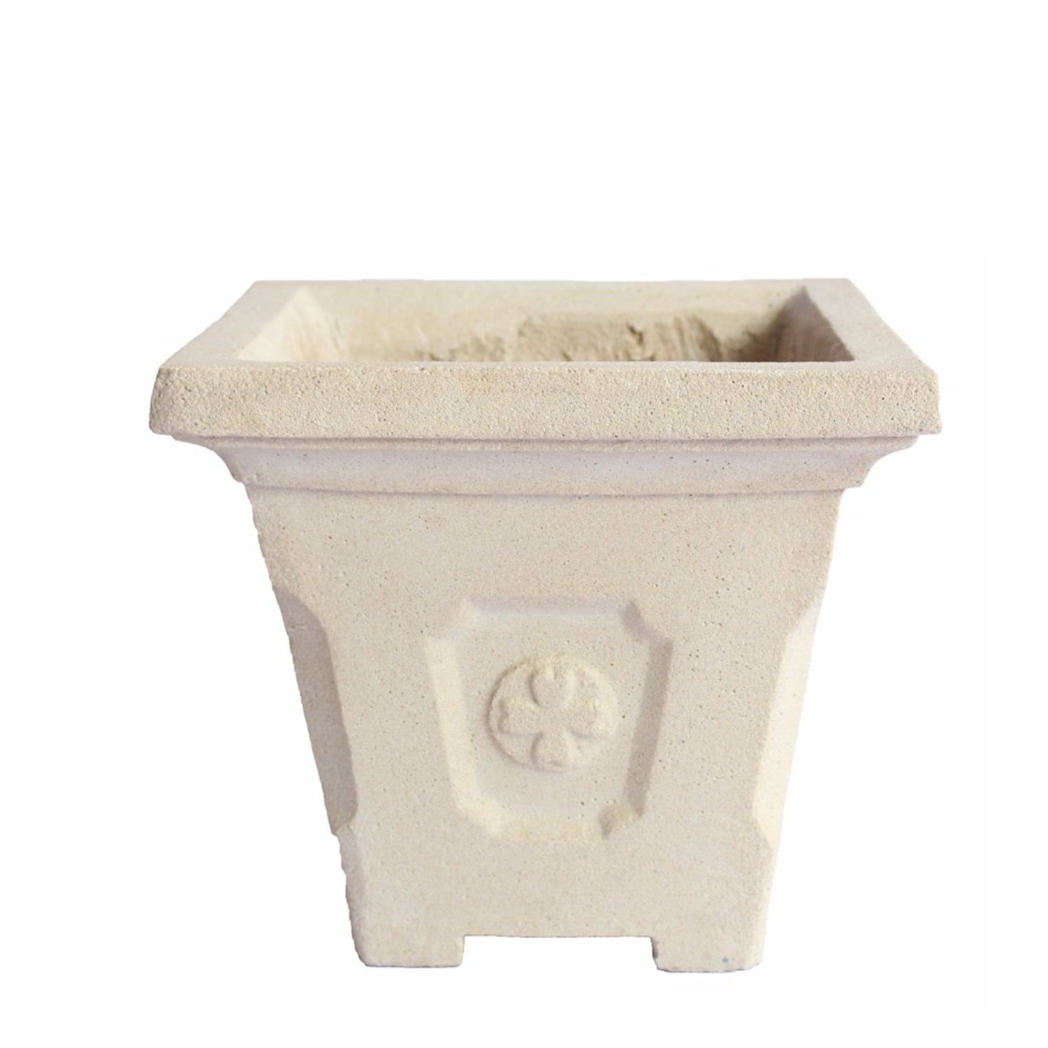 Amalfi 15" Beige Cast Limestone Square Planter