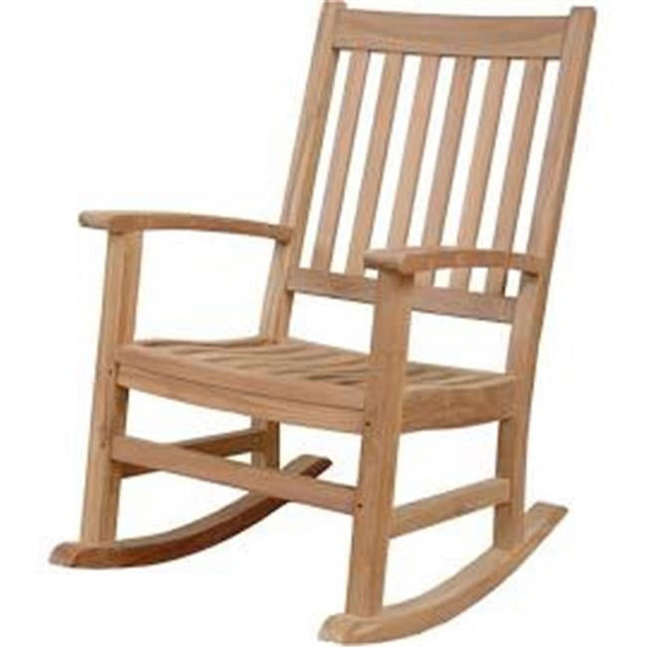 Natural Teak Wood Outdoor Rocking Armchair with Arms