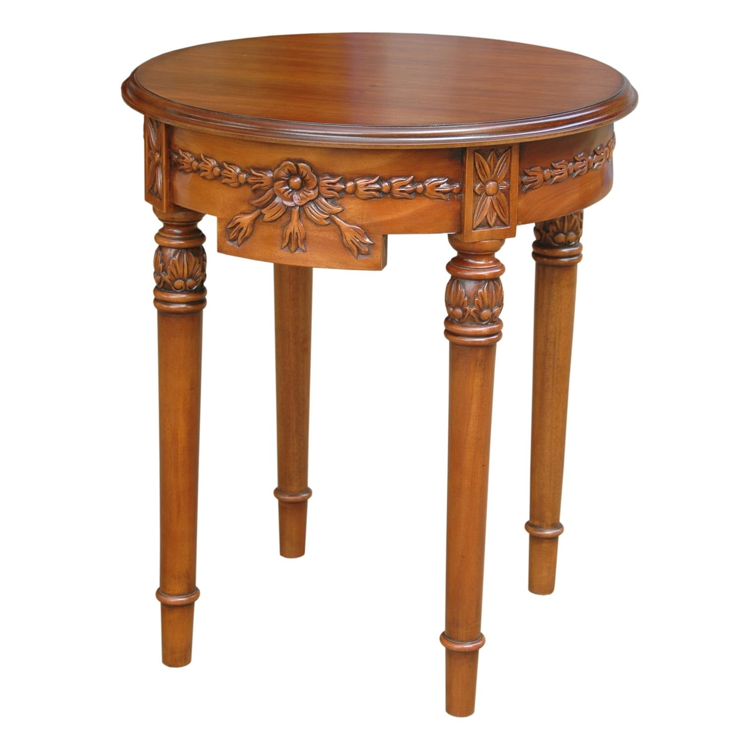 20'' Distressed Mahogany Round Wood End Table