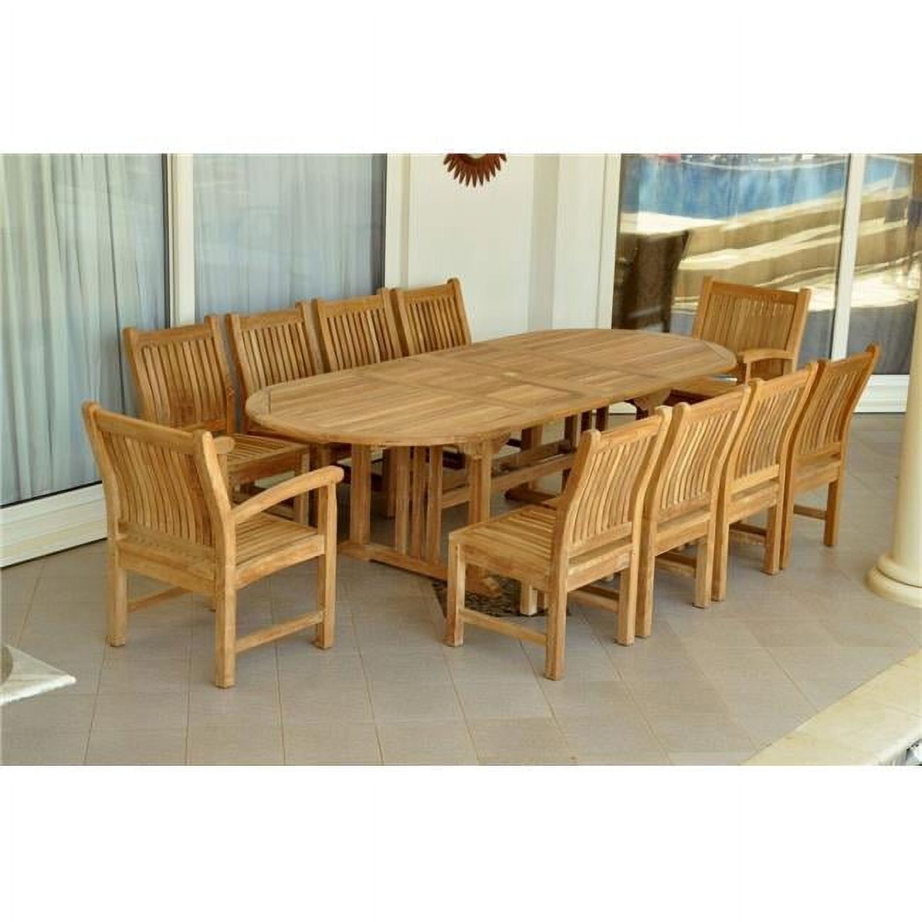 Natural Teak 8-Person Oval Extension Dining Set