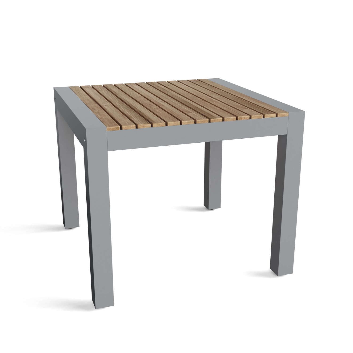 Seville 34" Gray Aluminum and Teak Outdoor Dining Table