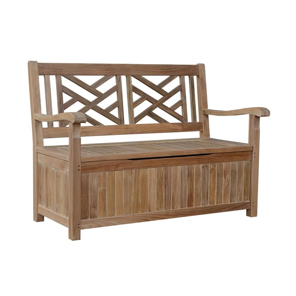 Vilano Natural Teak Outdoor Storage Bench