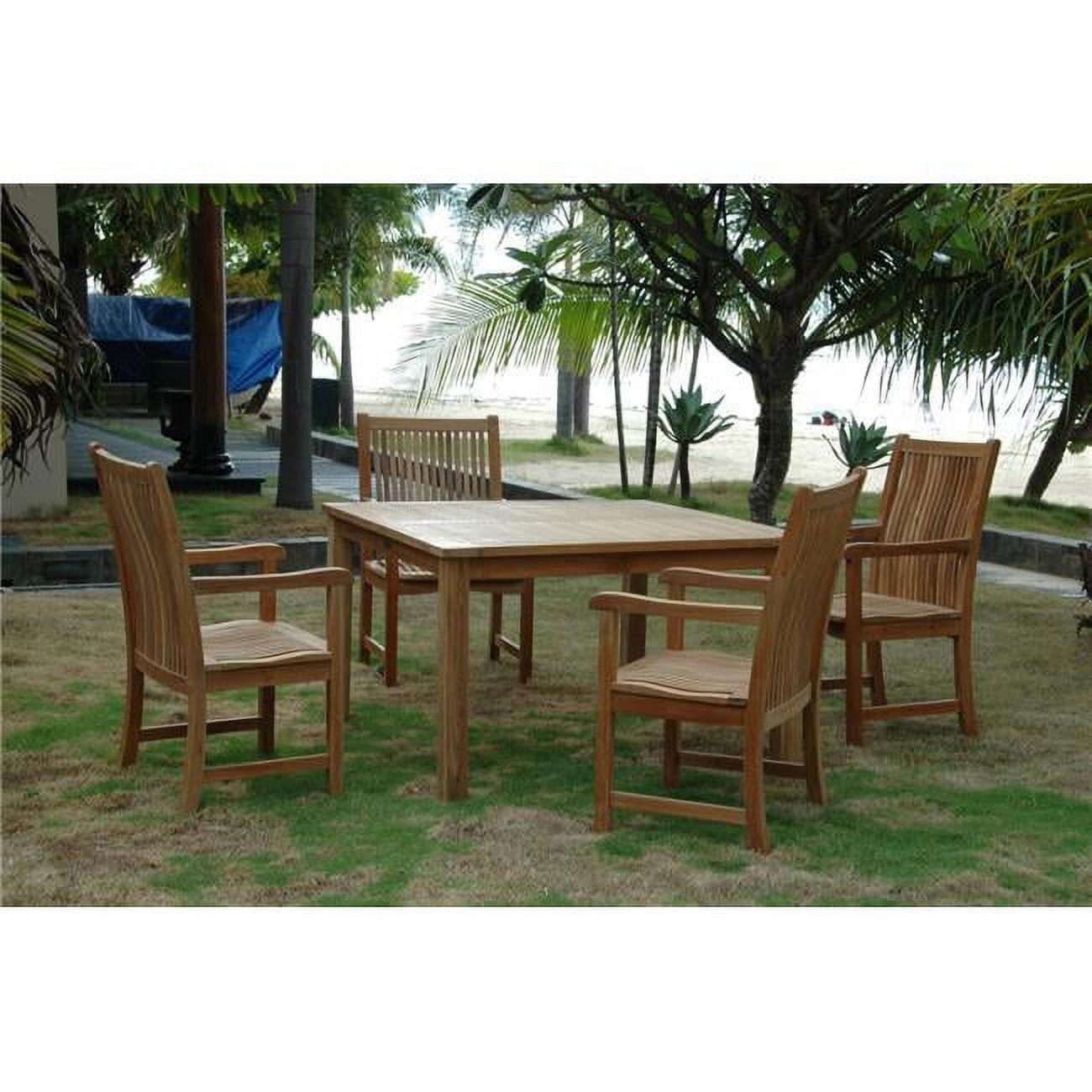 Natural Teak 4-Person Outdoor Dining Set