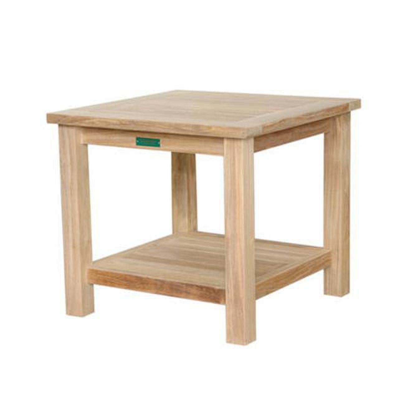 Bahama Teak 22" Square 2-Tier Side Table in Natural Finish