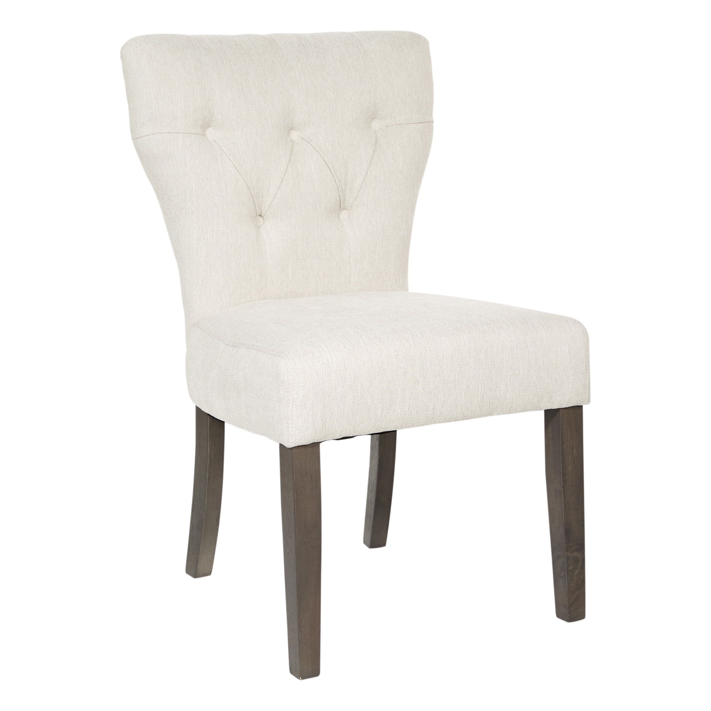 Elegant Cream Upholstered Dining Chair with Woodblock Legs