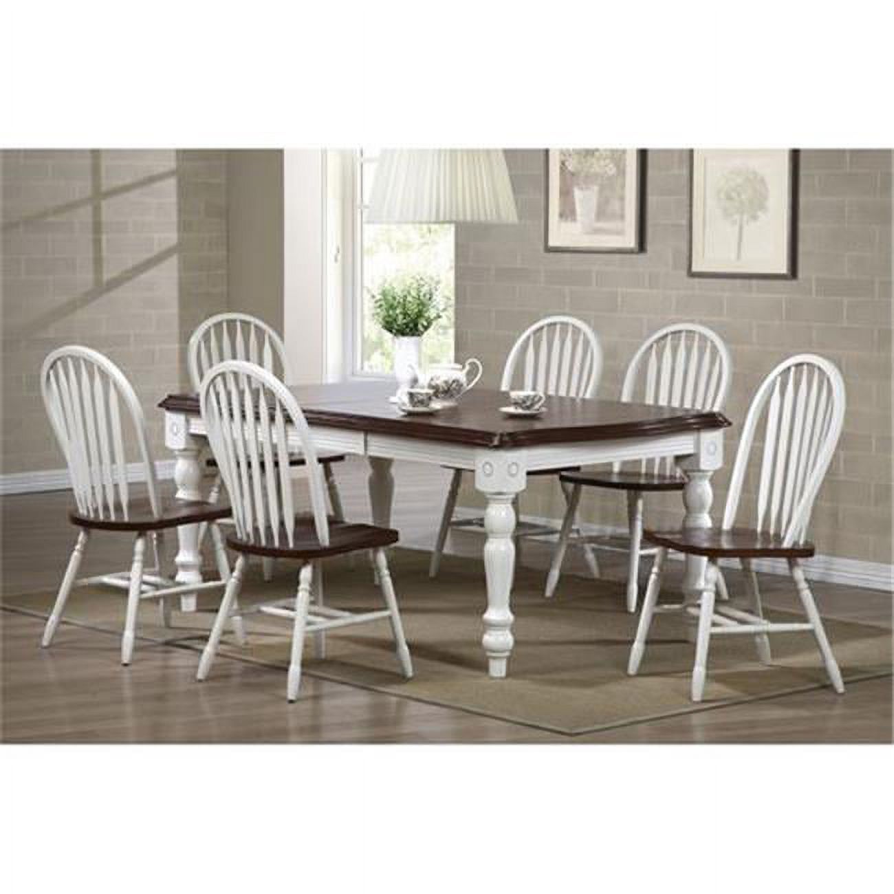 Andrews Traditional Solid Wood 7-Piece Dining Set with Arrowback Chairs