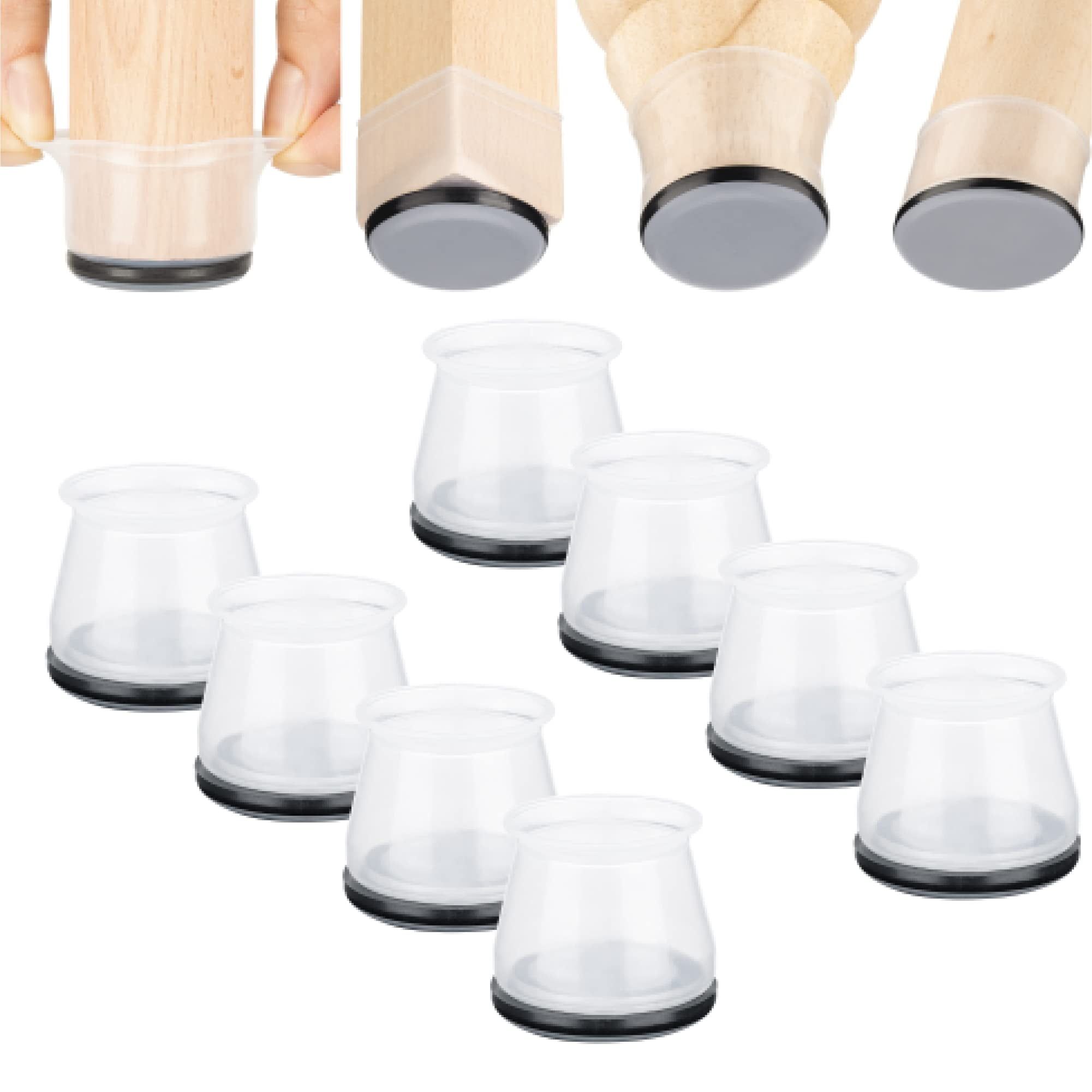 Clear Silicone Round Chair Leg Sliders for Carpet, 8-Pack