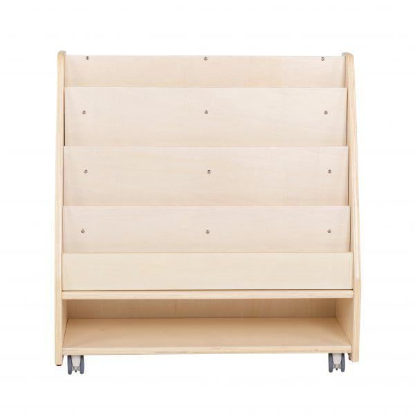 Angeles Birch Mobile 4-Shelf Book Display with Storage