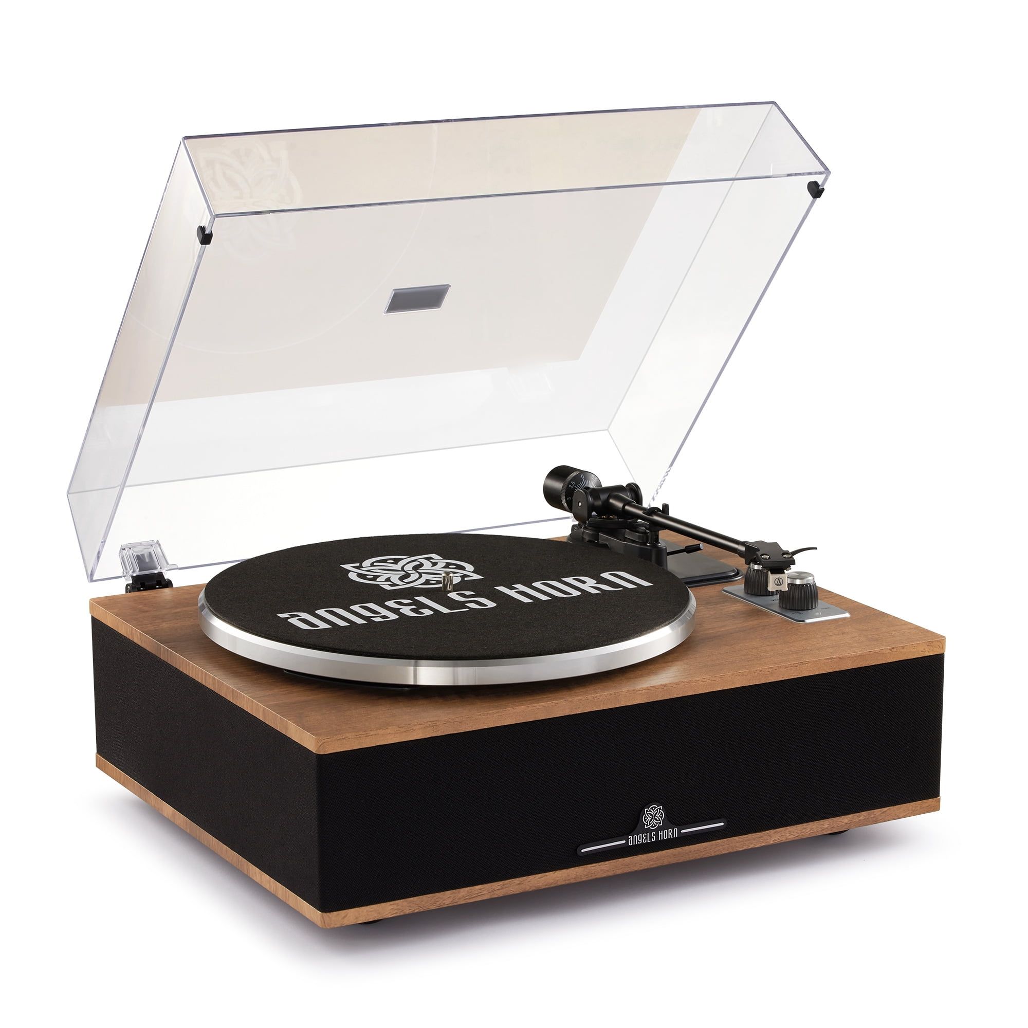 Walnut Wood Bluetooth Turntable with Built-in Speakers