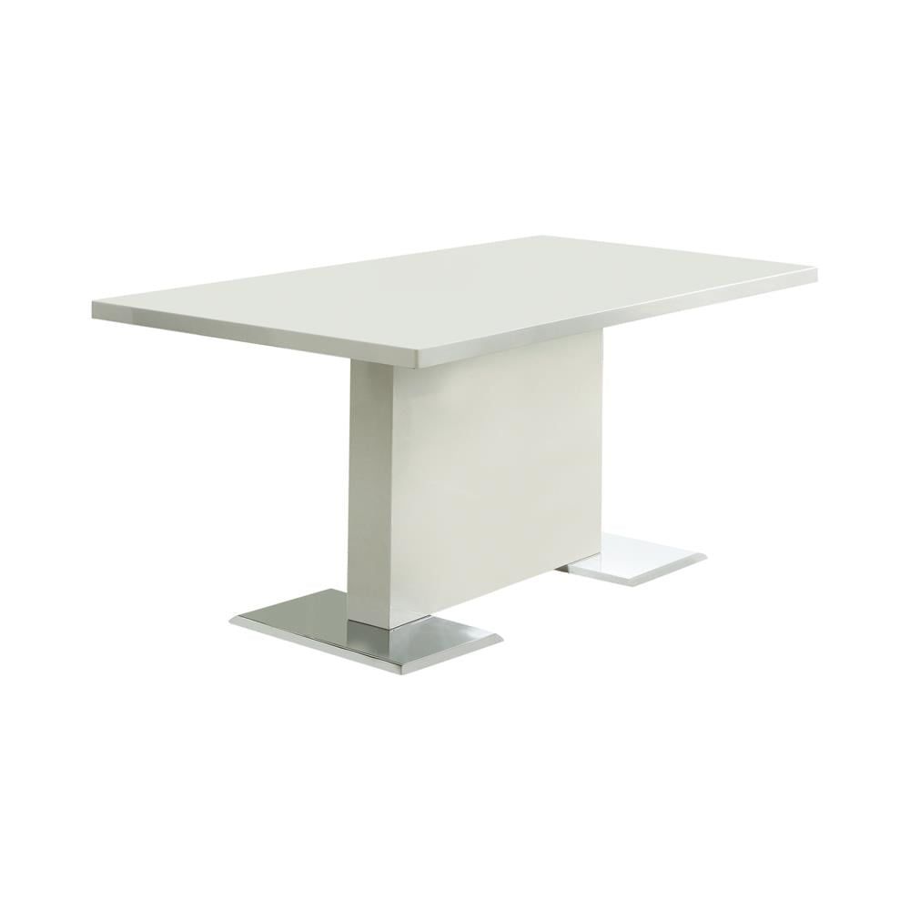 Contemporary Rectangular Extendable Dining Table with Chrome Finish