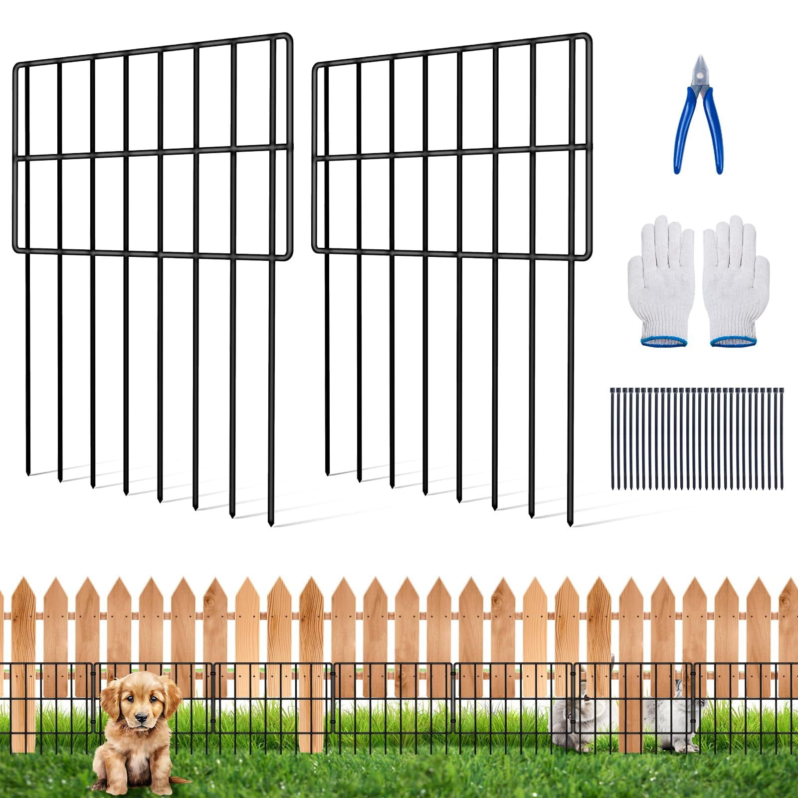 27ft Black Metal No Dig Garden Animal Barrier Fence