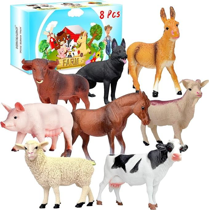 8-Piece Realistic Farm Animal Figurines Educational Playset