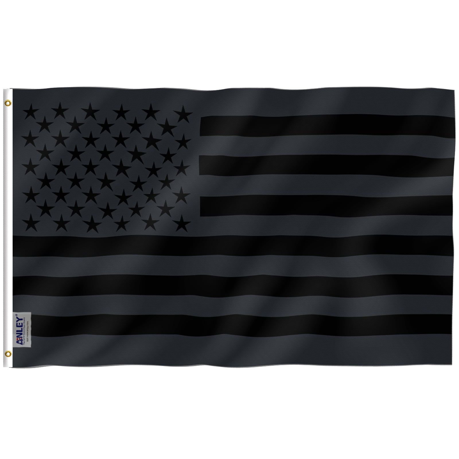 3x5 Foot Black Polyester American Flag with Brass Grommets