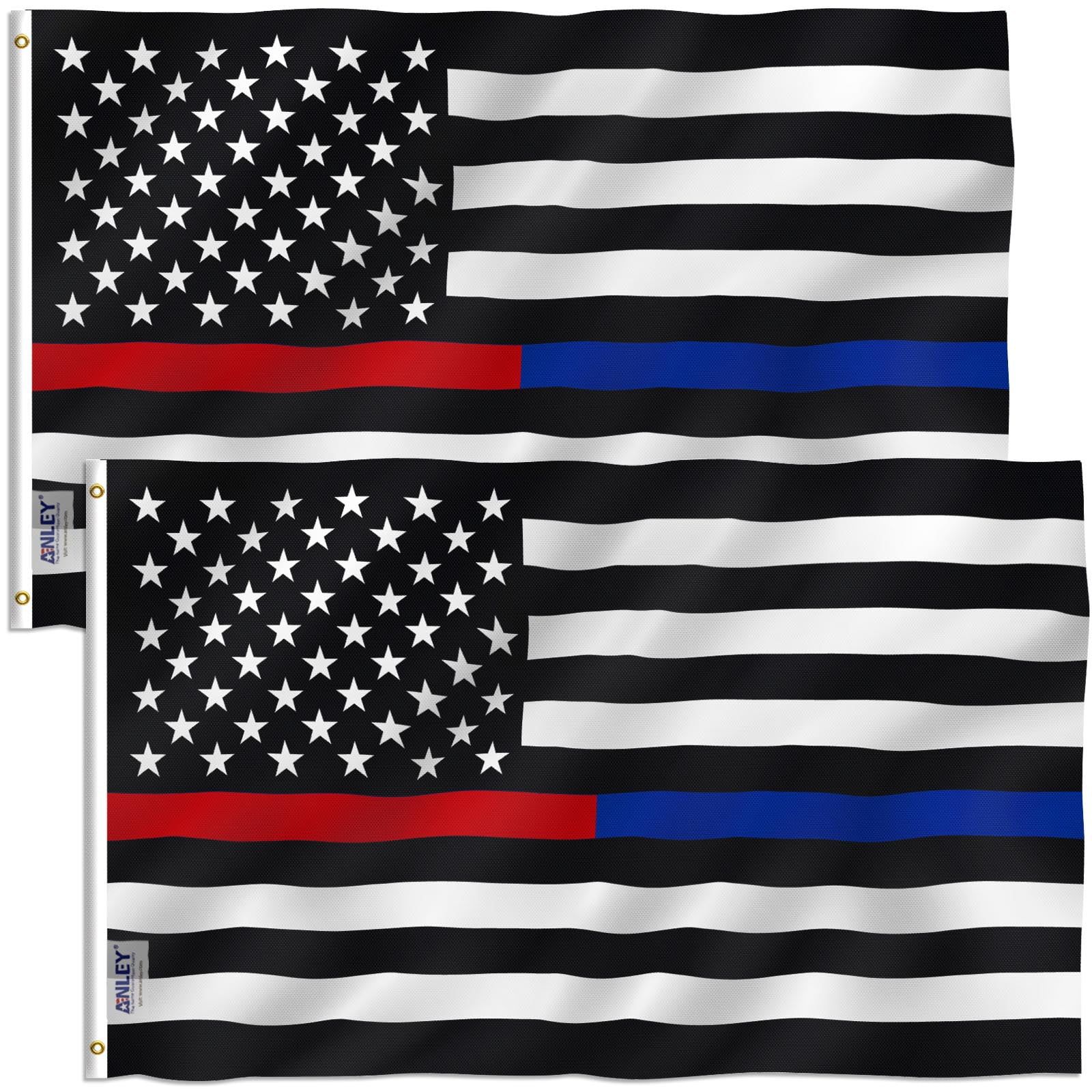 Patriotic Black Polyester American Flag with Blue and Red Lines