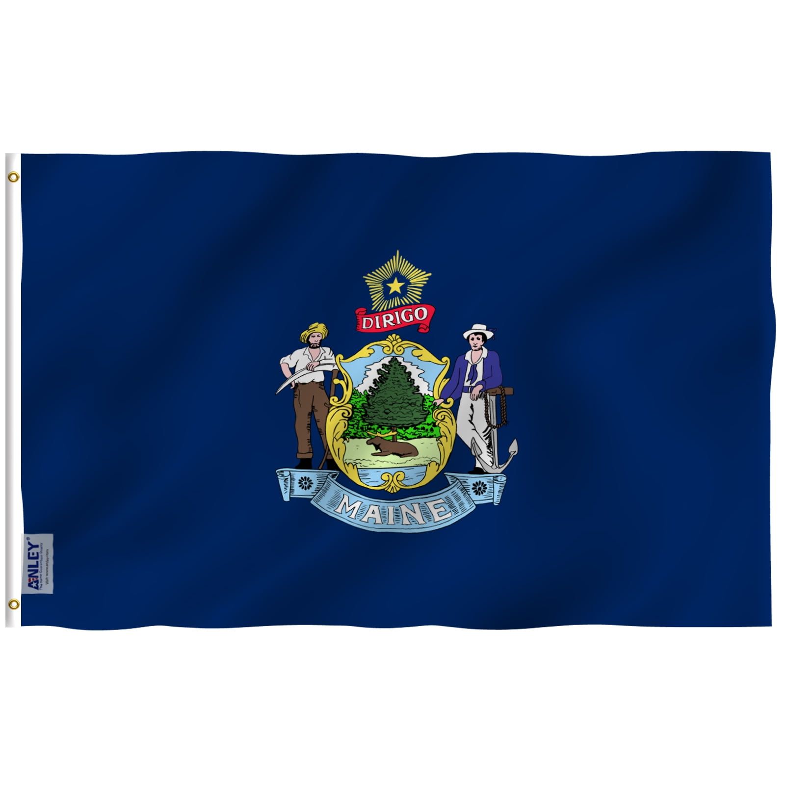 Maine State Flag 3x5 Feet Polyester with Brass Grommets