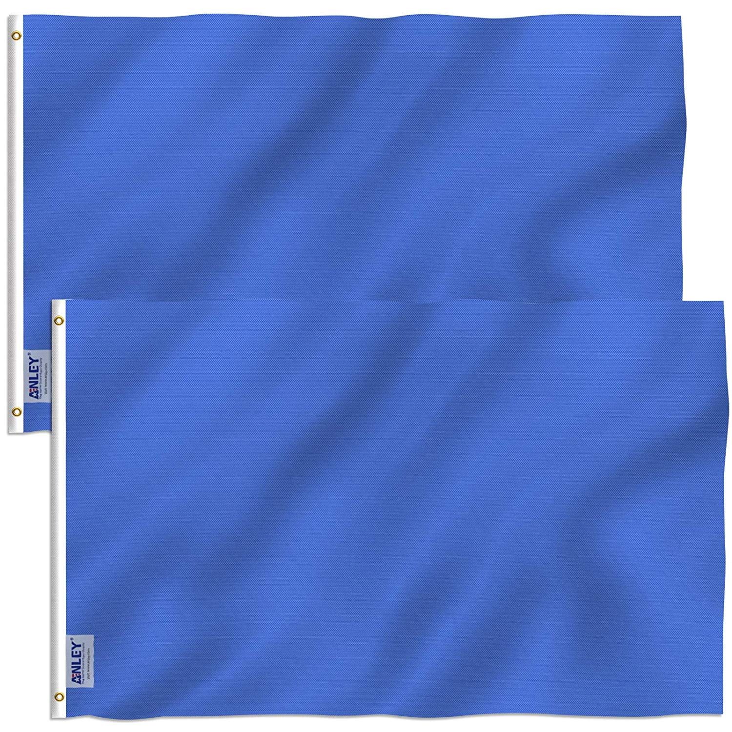 Solid Blue Polyester Garden House Flag Set with Grommets