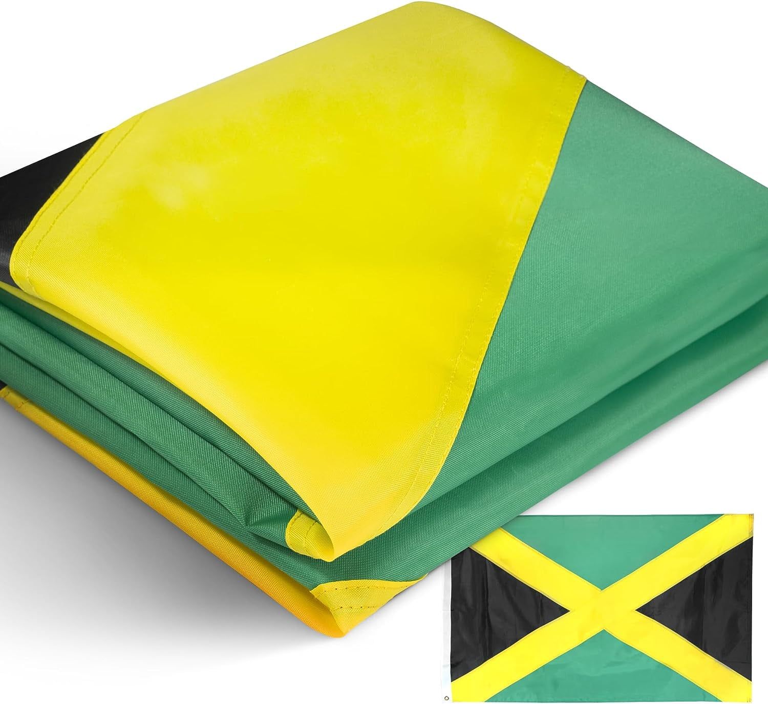 Heavy Duty Nylon 3x5 Ft Jamaican Flag with Embroidered Stripes