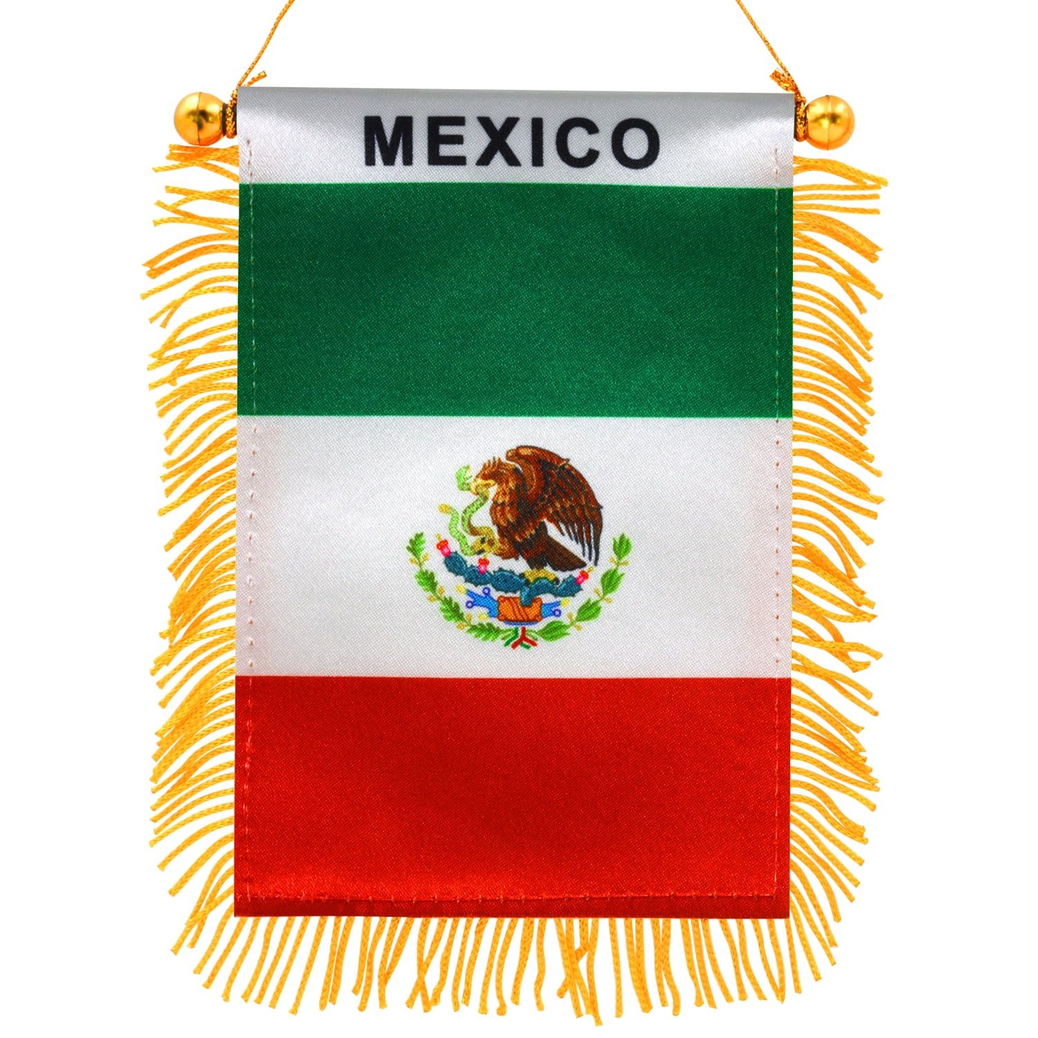 Mexican Flag 4x6 Inch Fringed Window Hanging Banner