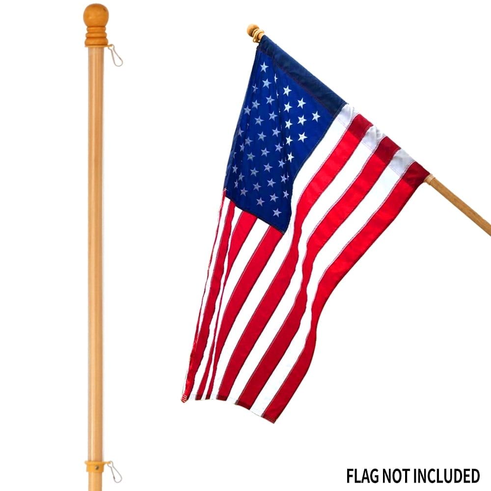 Anley 56" Pine Wooden House Flag Pole with Tangle-Free Design