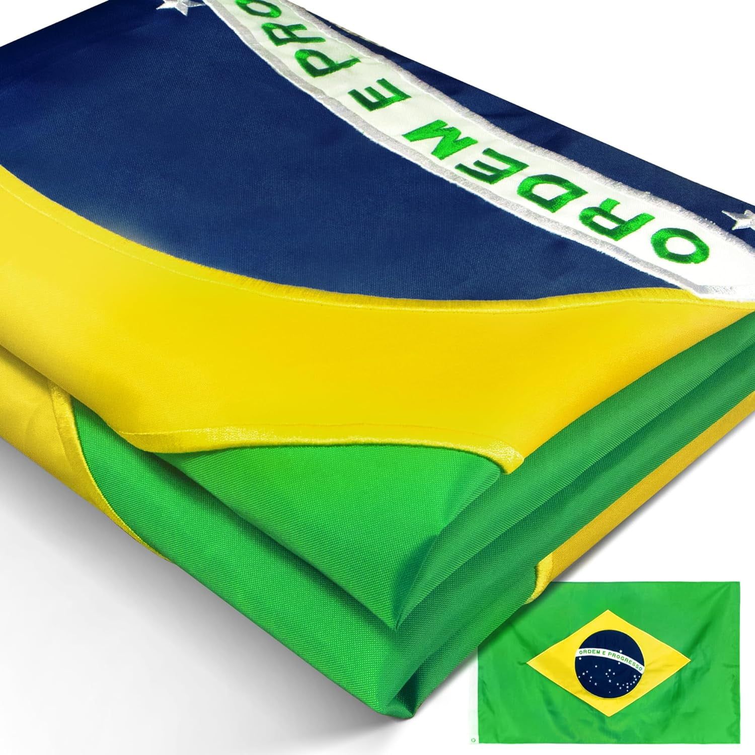 EverStrong Embroidered Brazil Flag 3x5 Feet Nylon