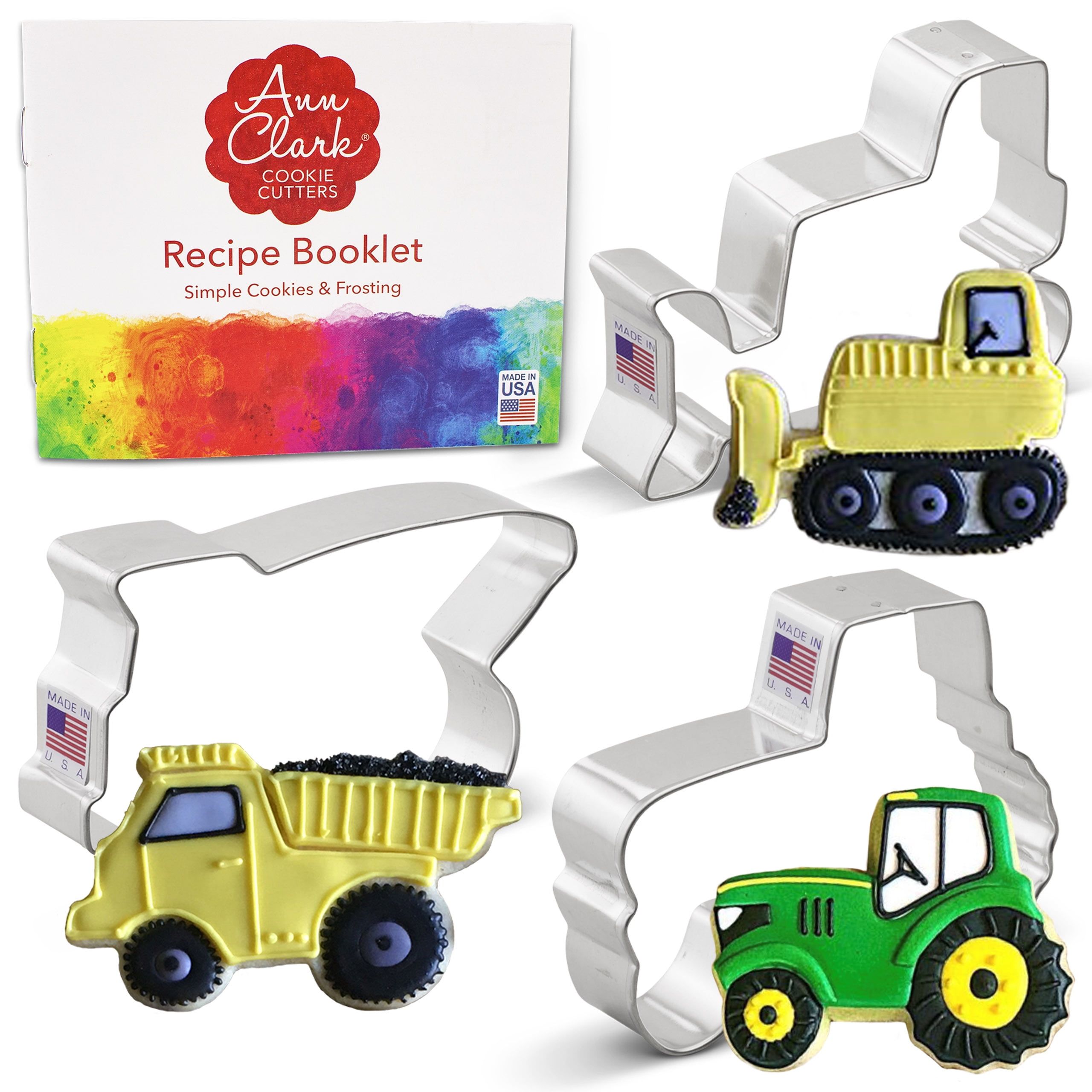 Construction Vehicles Steel Cookie Cutter Set, 3-Piece