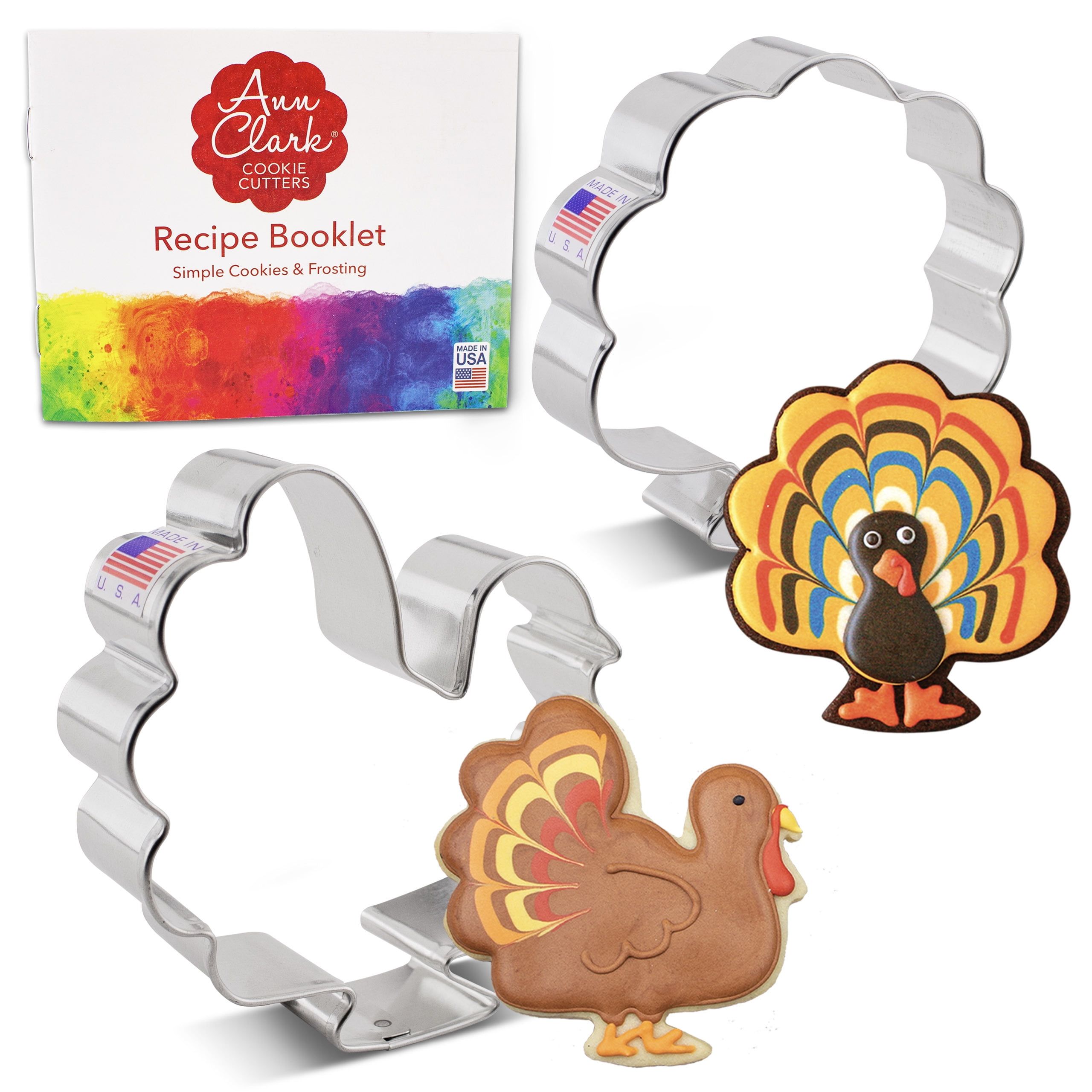 Thanksgiving Turkey Metal Cookie Cutter Set, 2-Piece