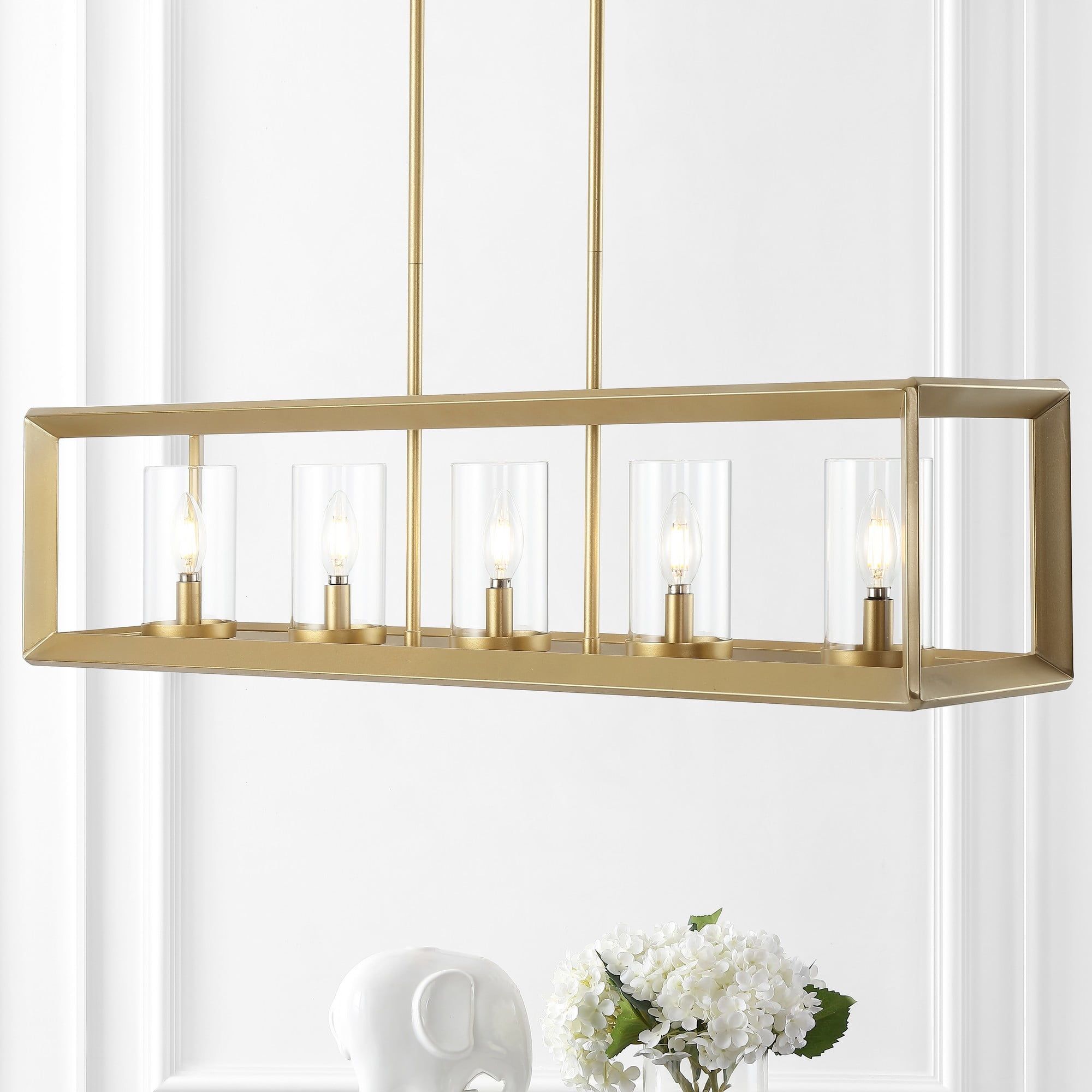 Anna 38.5" Gold Brass Glass LED Pendant Light