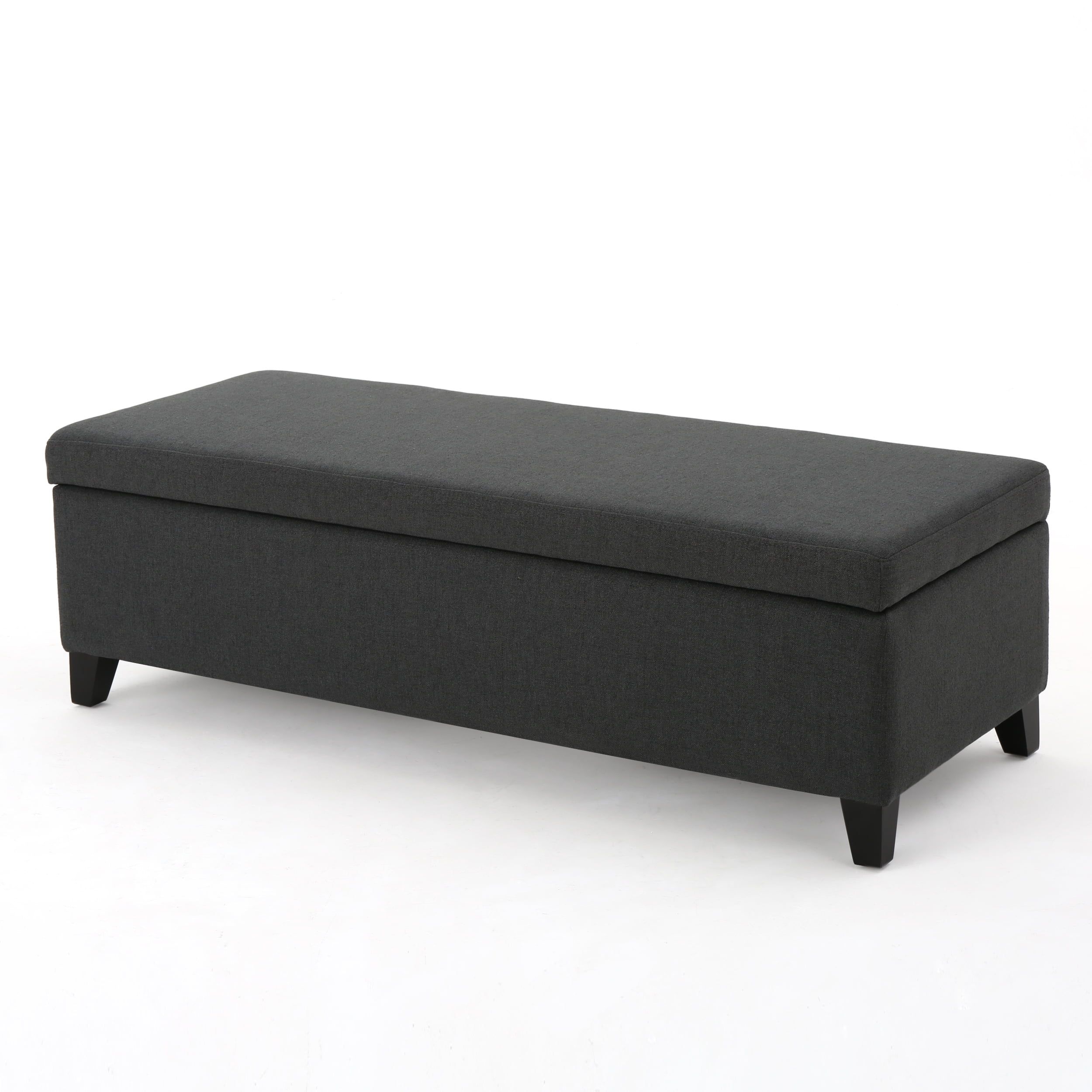 Dark Grey Birch Fabric Storage Ottoman with Legs