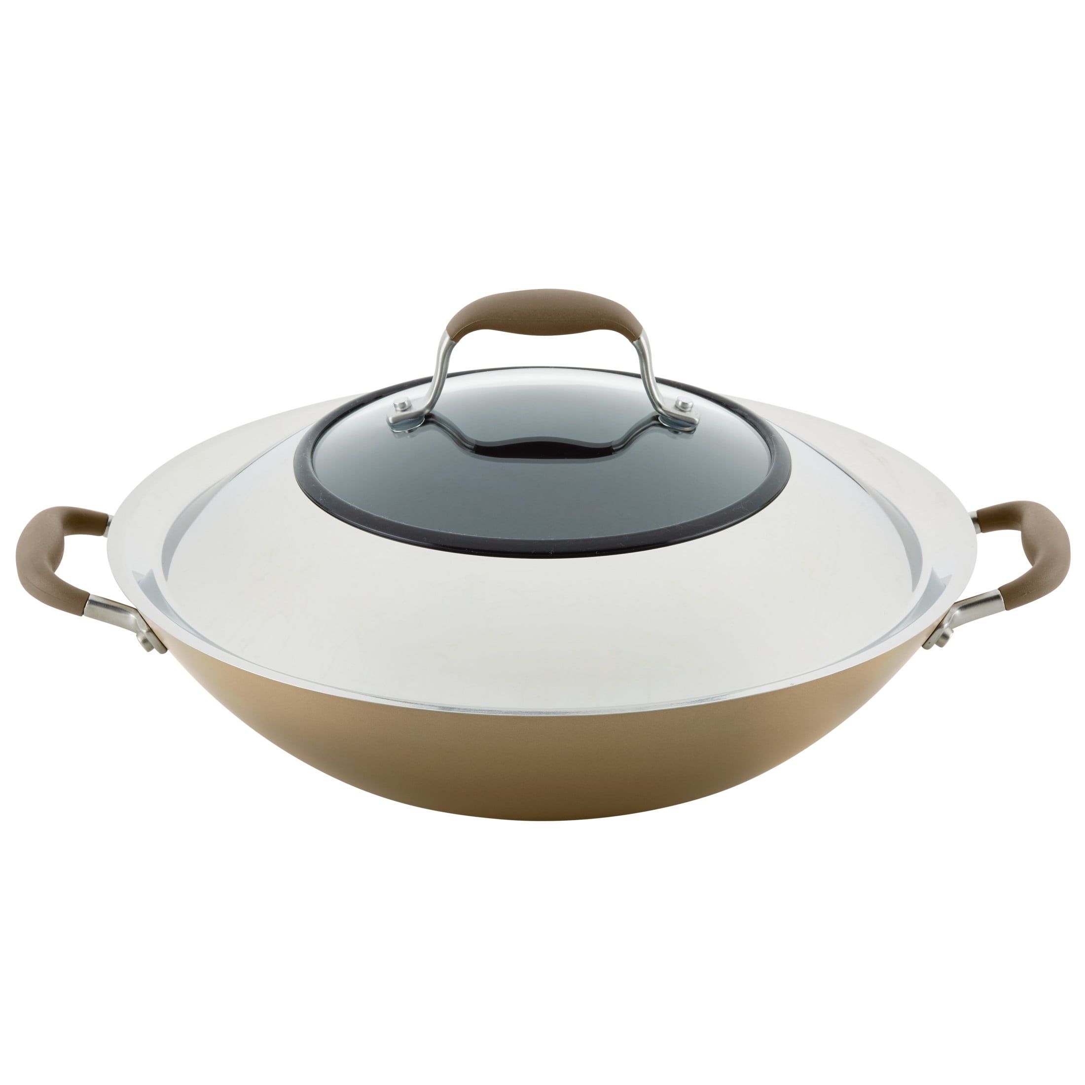 Bronze 14-Inch Hard-Anodized Nonstick Wok with Lid