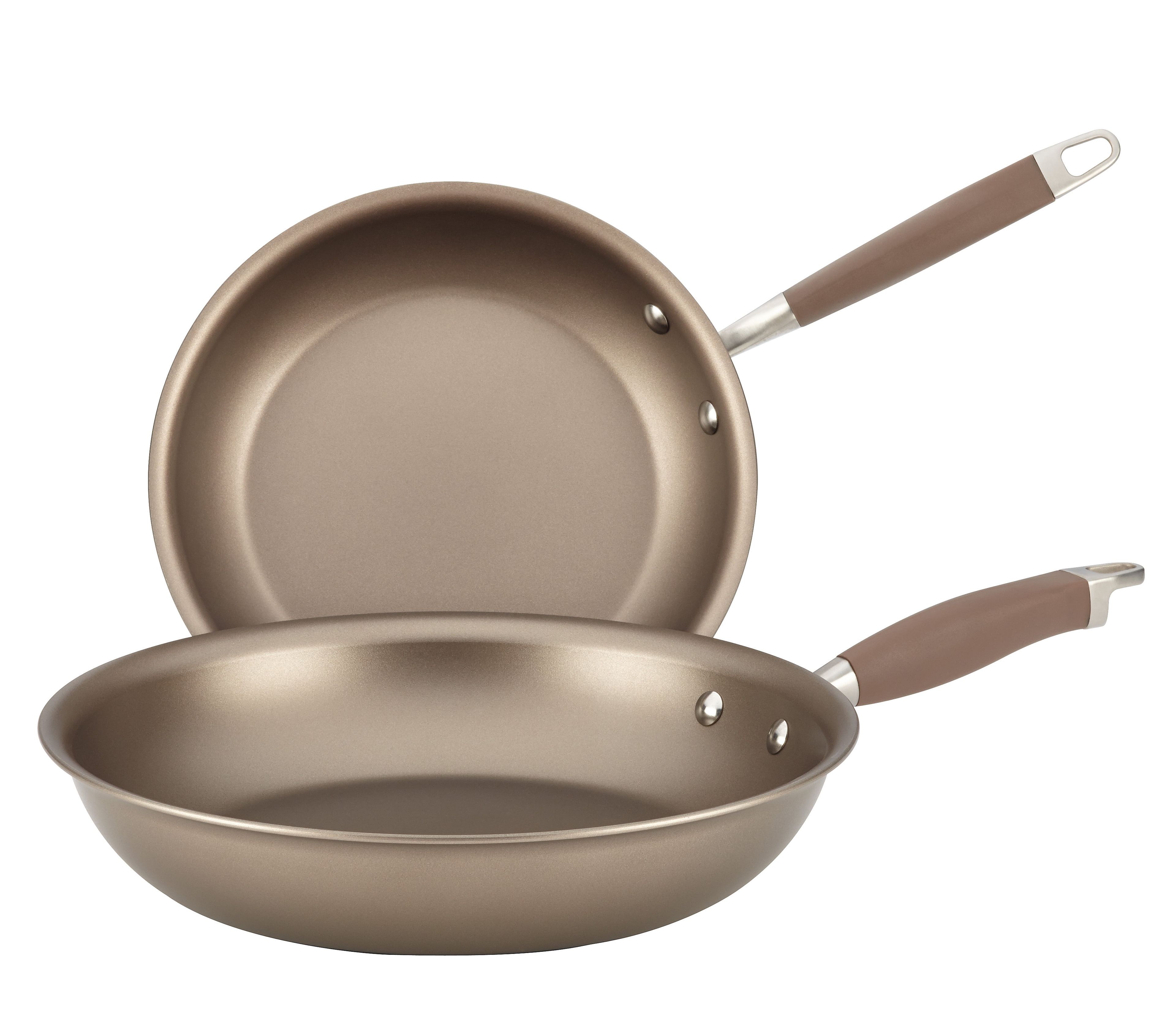 Light Brown Aluminum Nonstick Skillet Set with Ceramic Coating, 10" and 12"