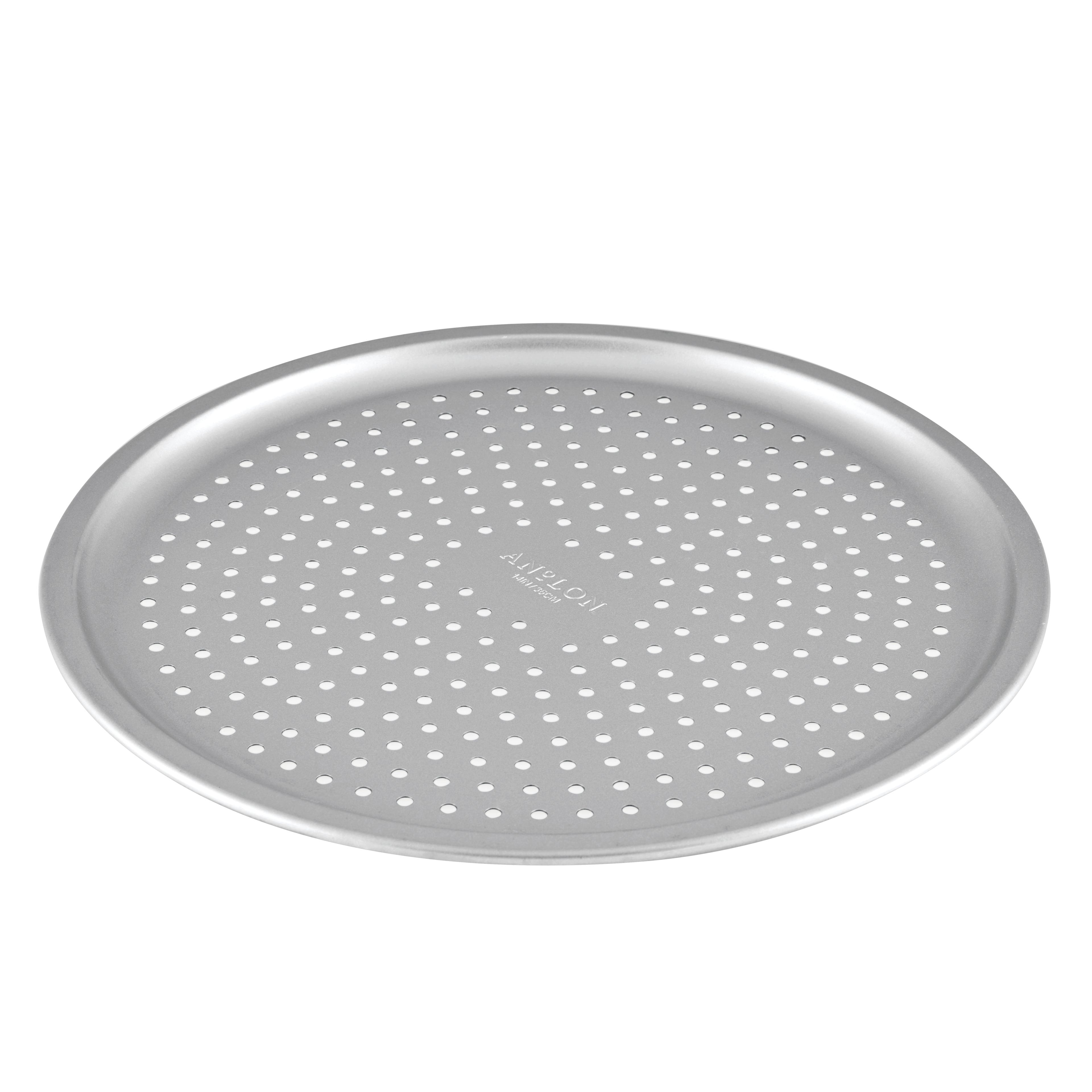 14-Inch Silver Aluminized Steel Perforated Pizza Pan