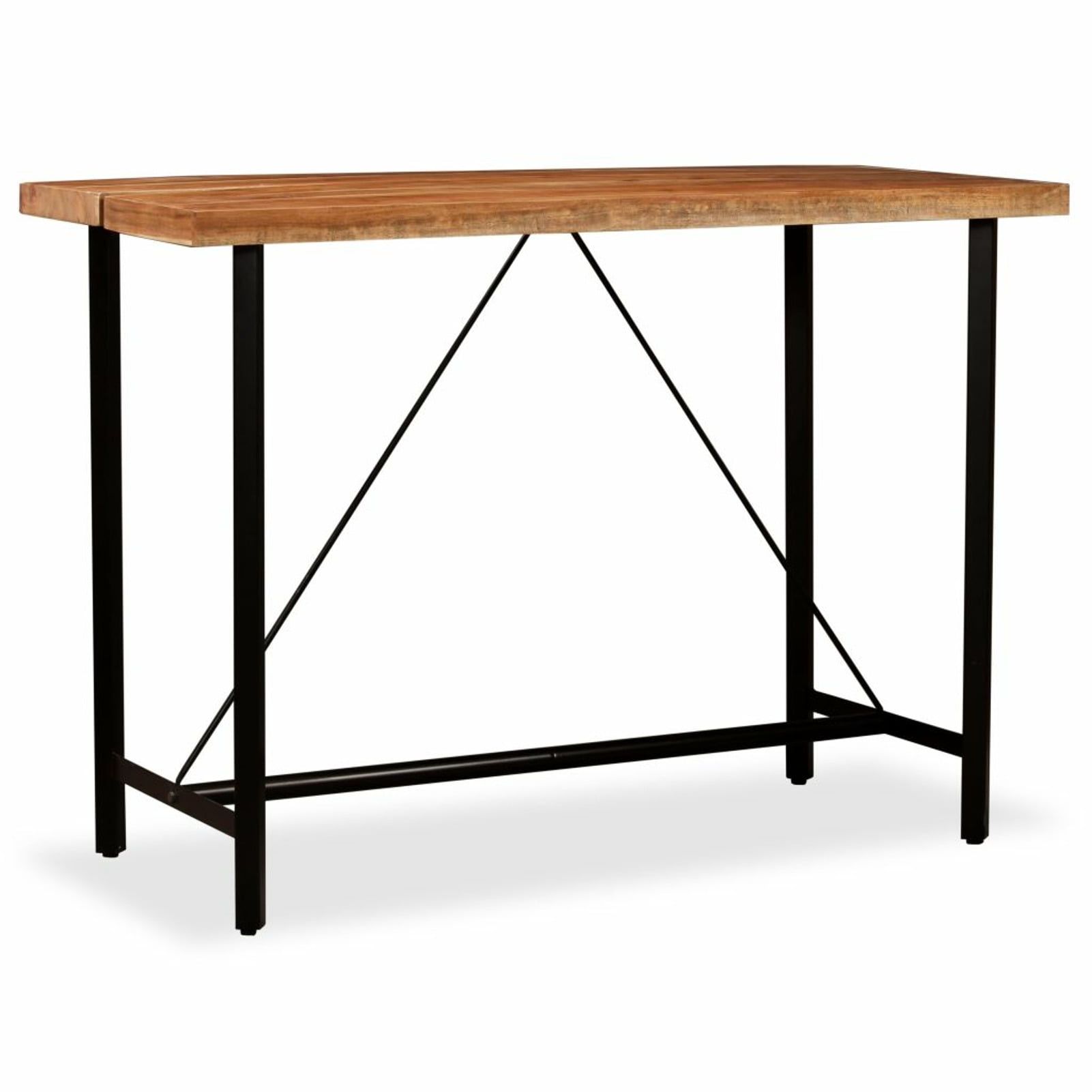 Industrial Acacia Wood Bar Height Table with Steel Legs