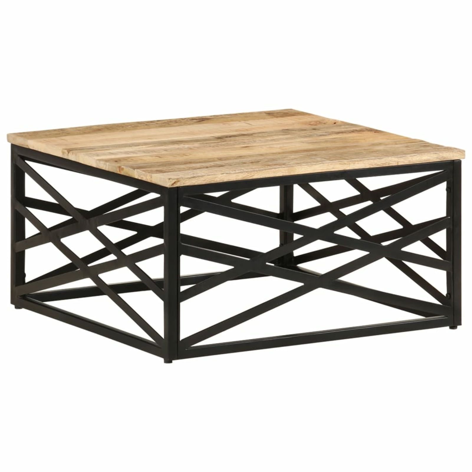 Industrial Chic Solid Mango Wood Coffee Table with Steel Legs