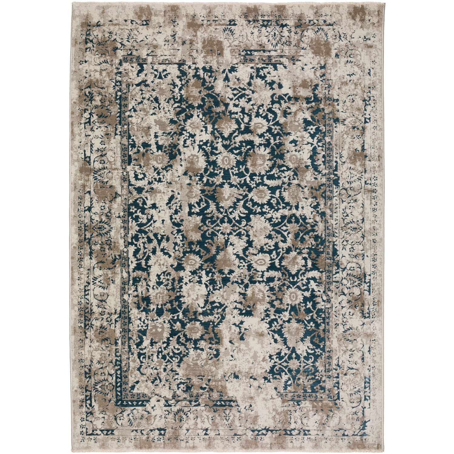 Soft Blend Blue Wool-Synthetic Rectangular Rug 3'3" x 5'3"