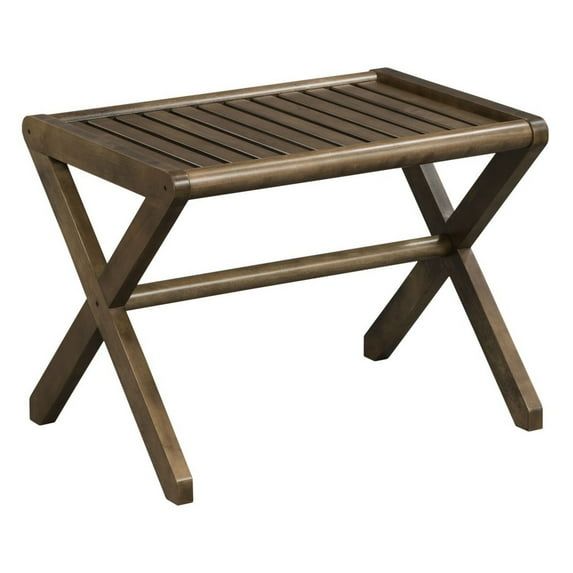 Modern Teak X-Frame Large Spa Stool with Slatted Design
