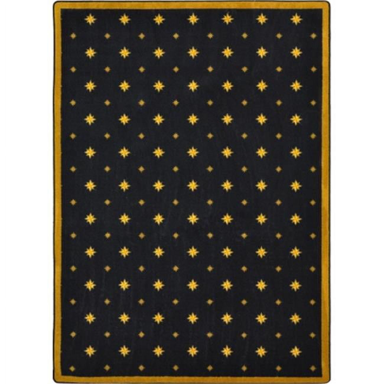 Black and Golden Star Pattern Rectangular Nylon Rug