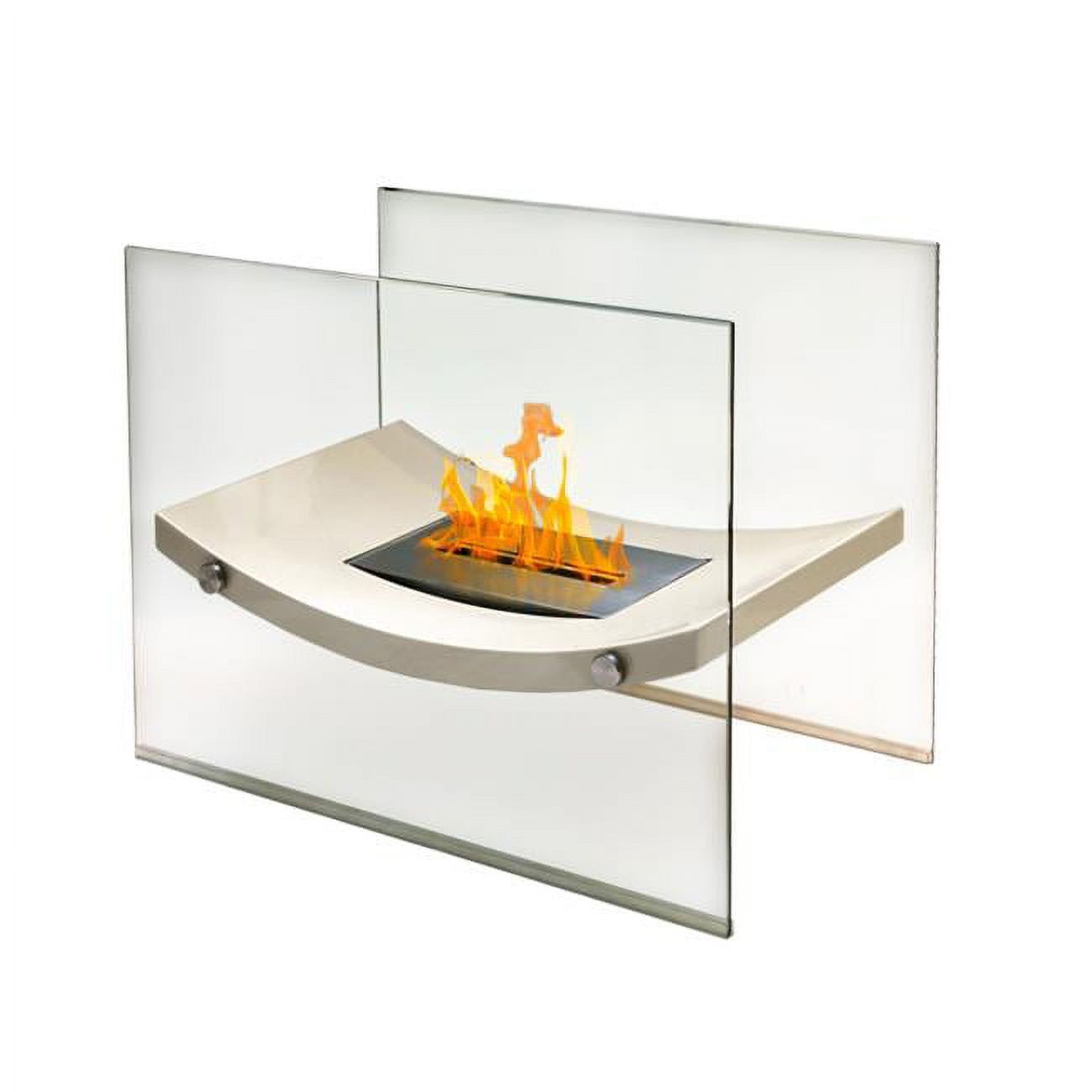 Broadway Freestanding High Gloss Beige Gel Fireplace