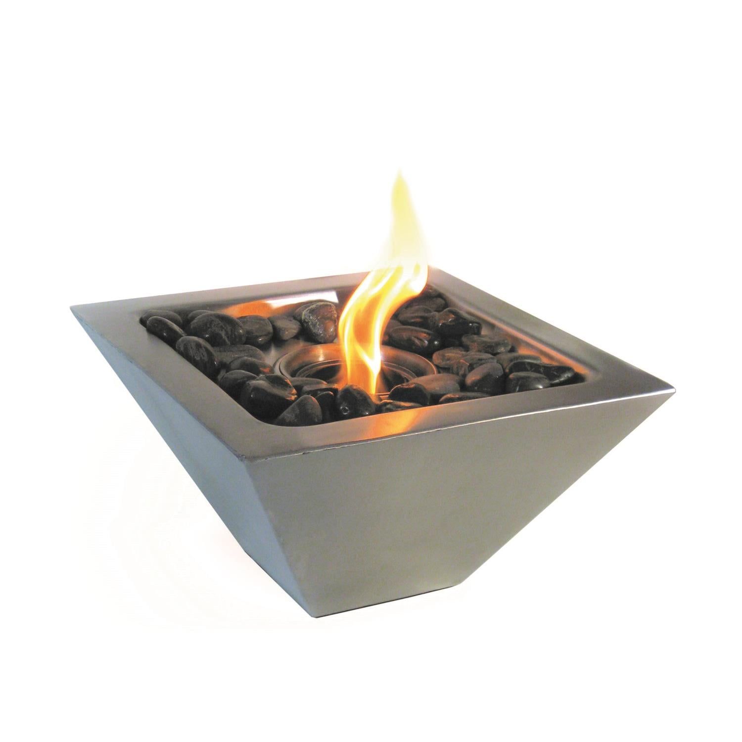 Polished Black Stainless Steel Gel Fuel Tabletop Fireplace