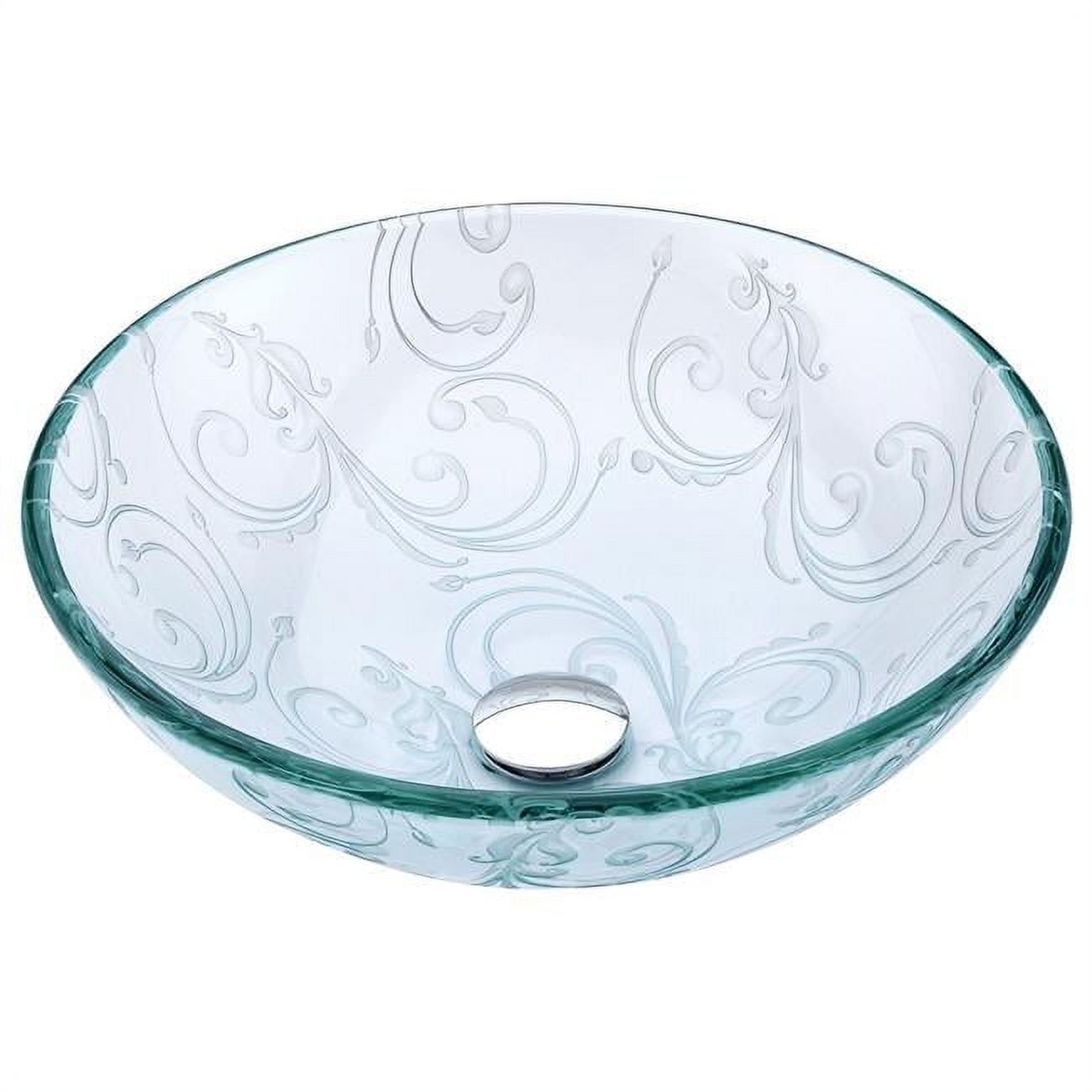 Kolokiki 16.5" Clear Floral Glass Vessel Sink