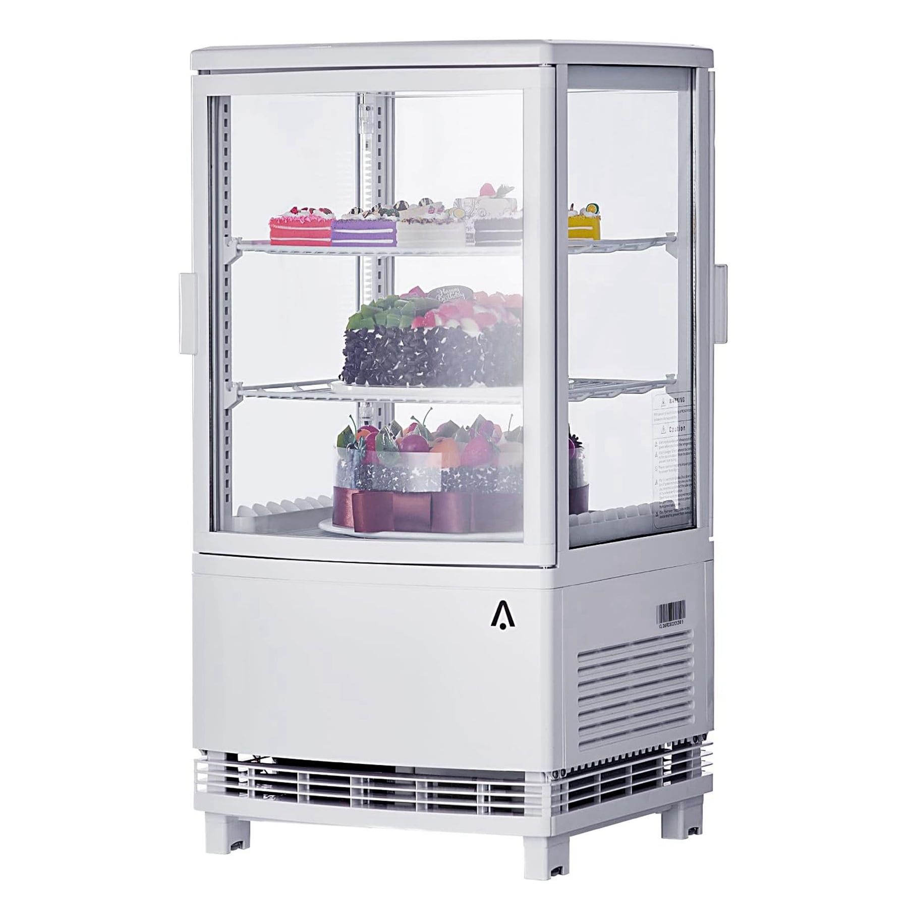 White Double Glass Door Countertop Display Refrigerator with LED Lighting