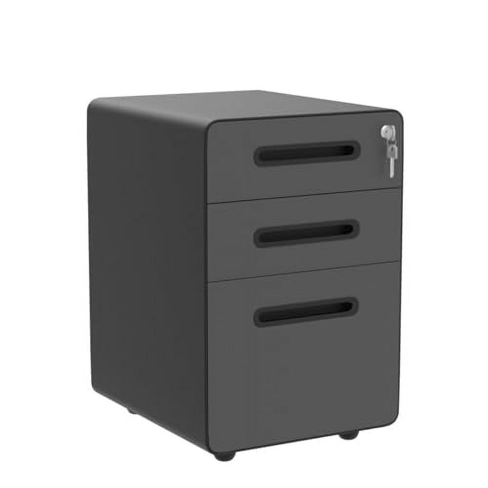 Black 3-Drawer Lockable Metal Mobile File Cabinet