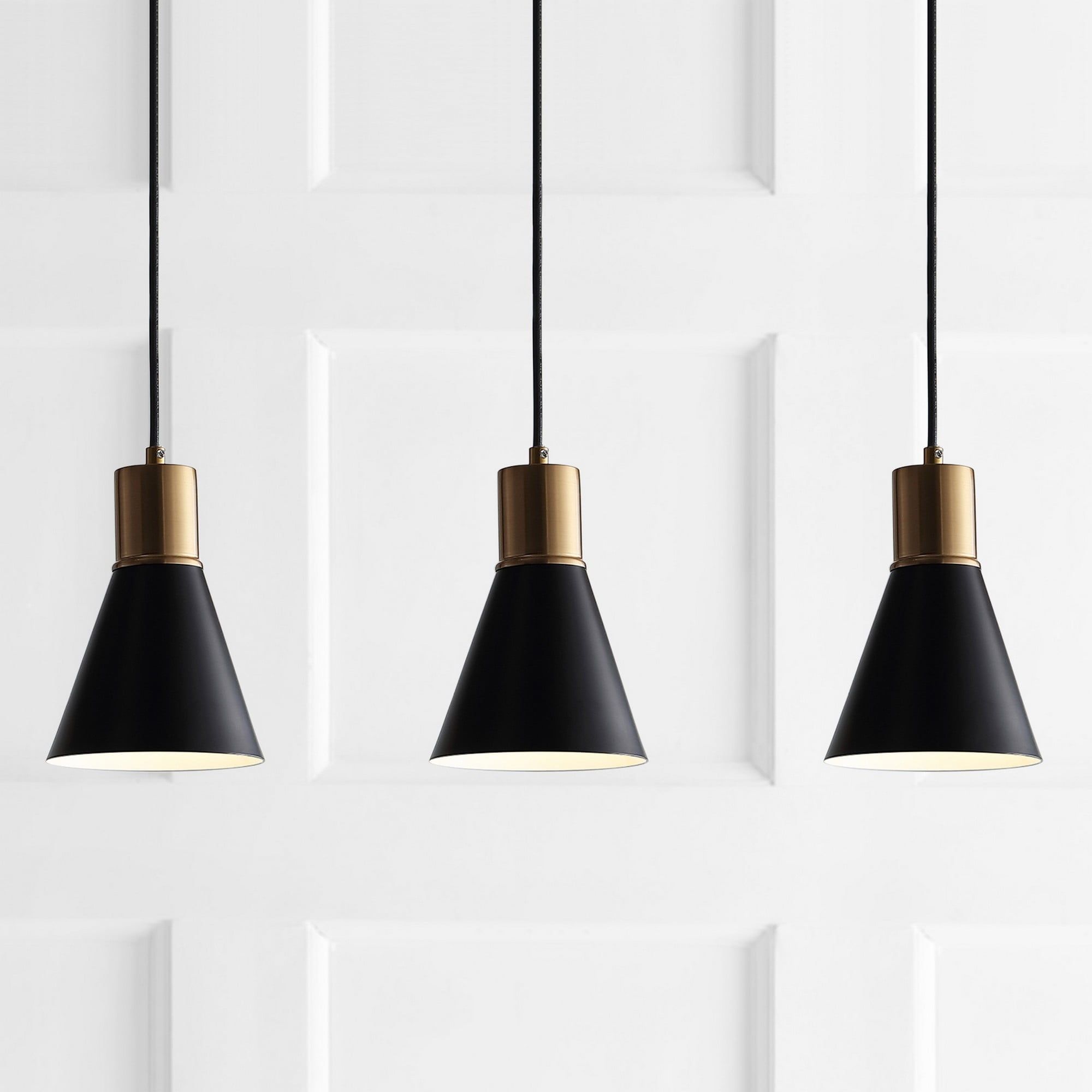 Apollo 33.5" Black and Brass Gold LED Pendant Light