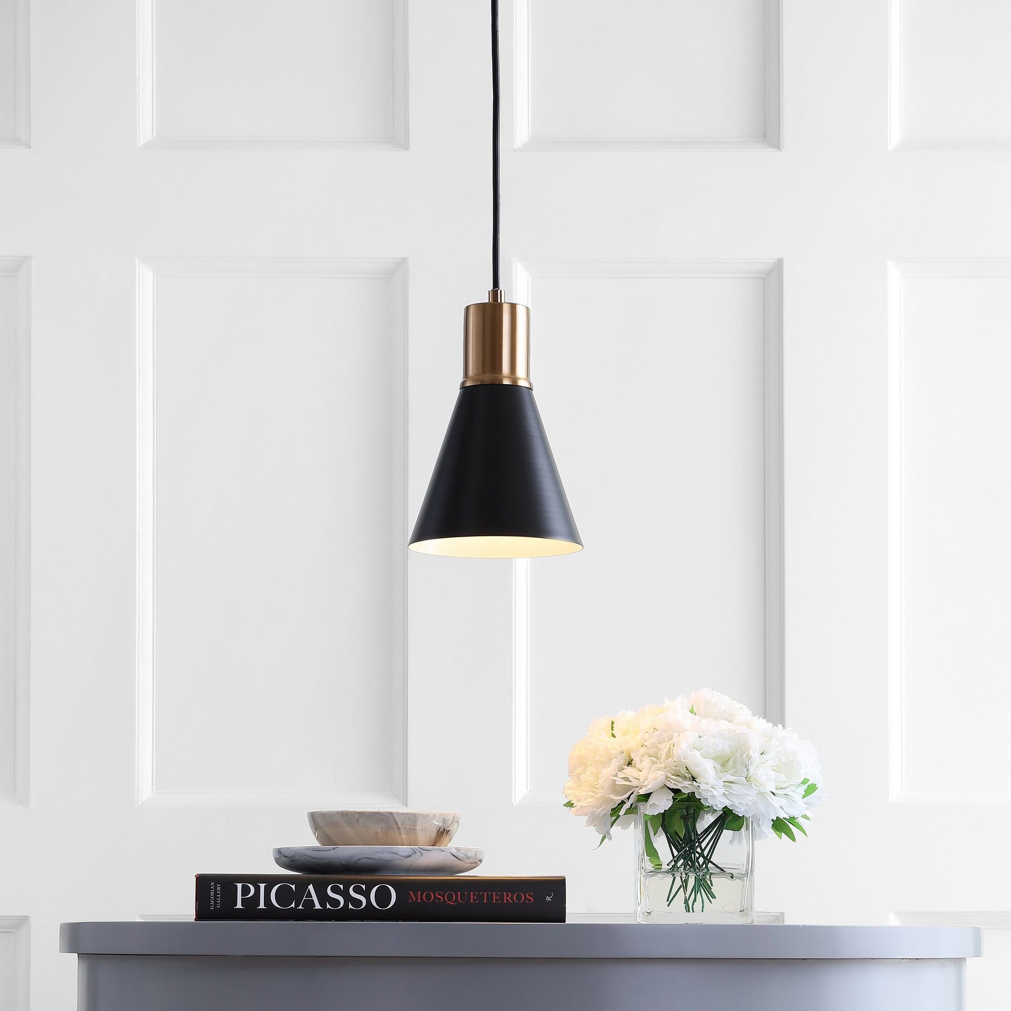 Apollo 6" Black and Brass Gold LED Pendant Light